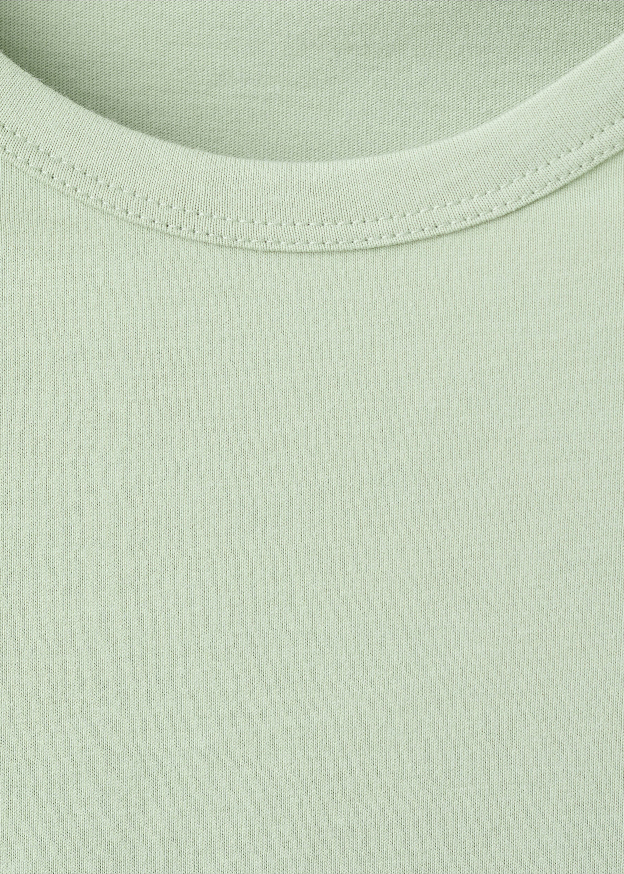 Embroidered cutwork cotton T-shirt - Details of the article 8, Pastel Green. Ref: 27009081-00.