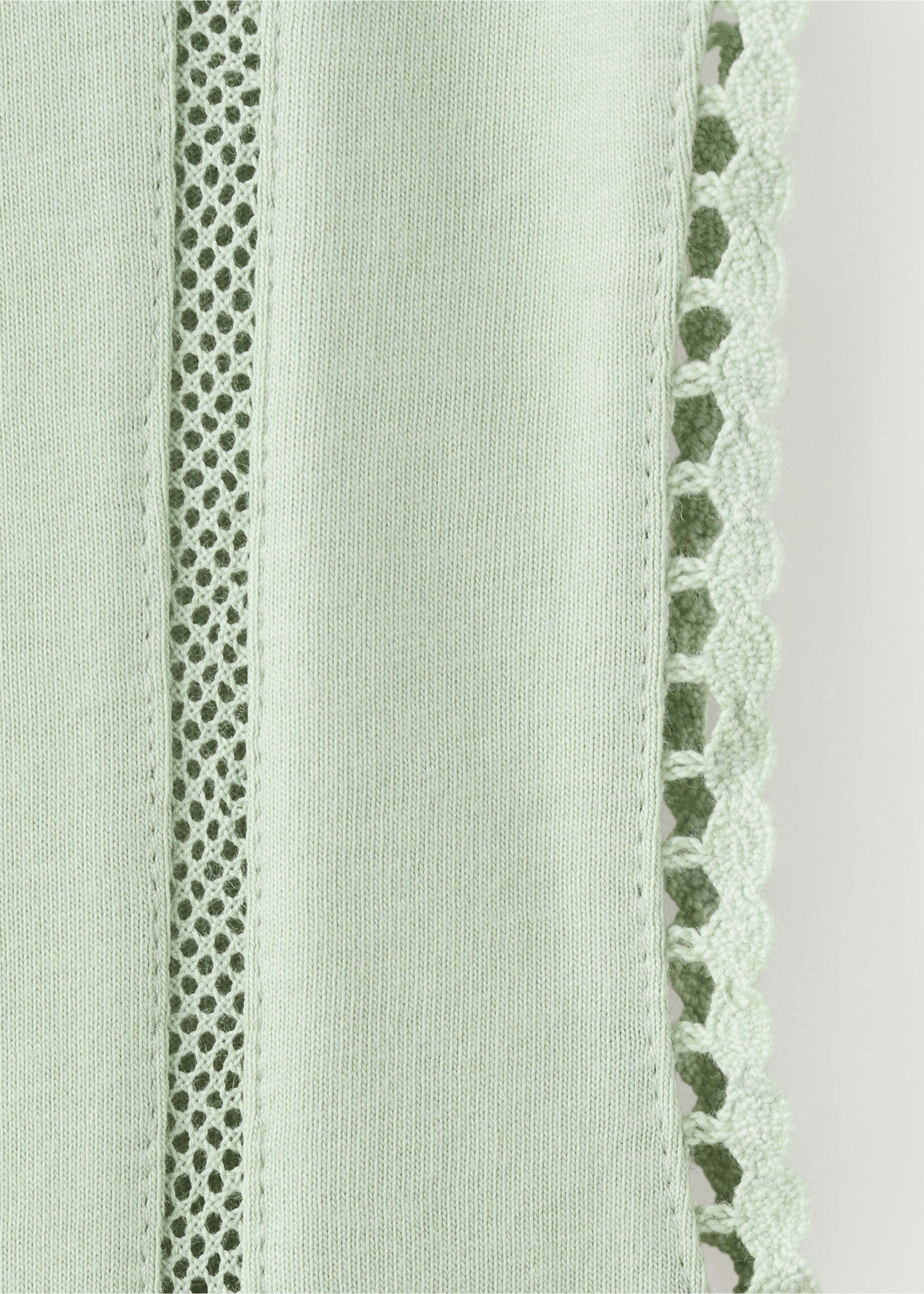 Embroidered cutwork cotton T-shirt - Details of the article 0, Pastel Green. Ref: 27009081-00.