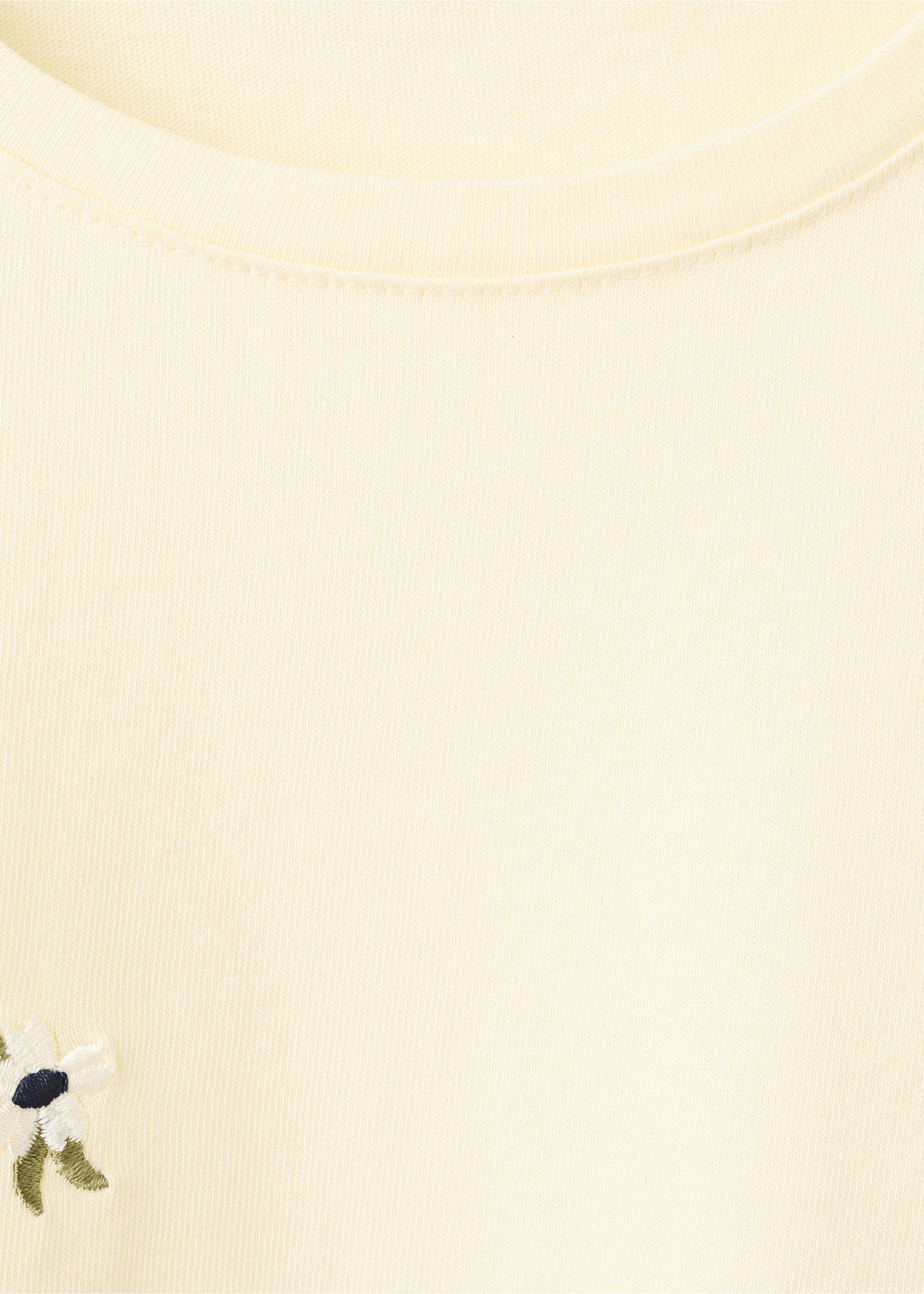 Floral-embroidered cotton t-shirt - Details of the article 8, Vanilla. Ref: 27009082-00.