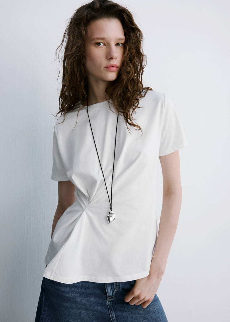 Cotton t-shirt with pucker detail
