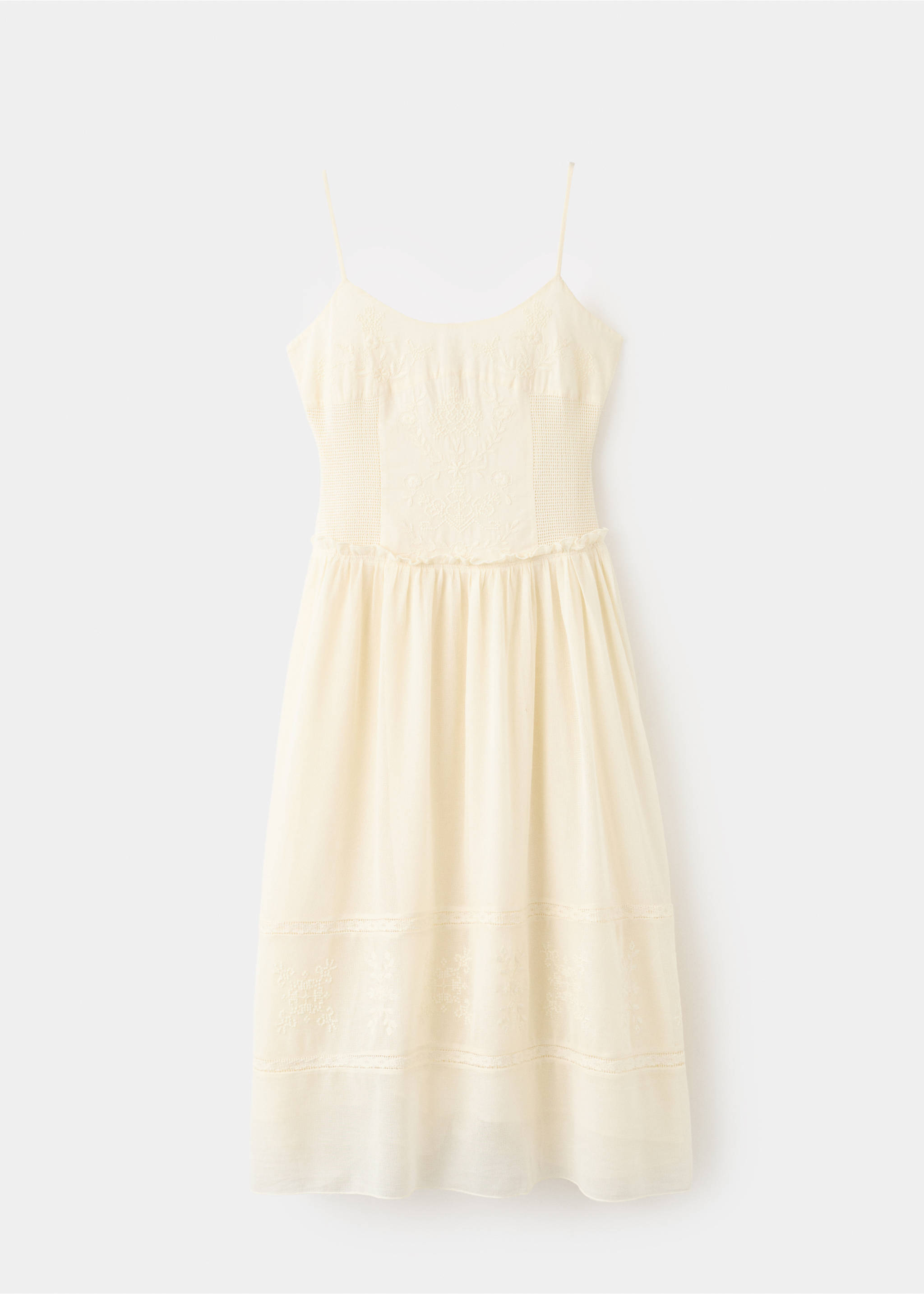 Embroidered detail dress - Article without model, Off White. Ref: 27009084-00.