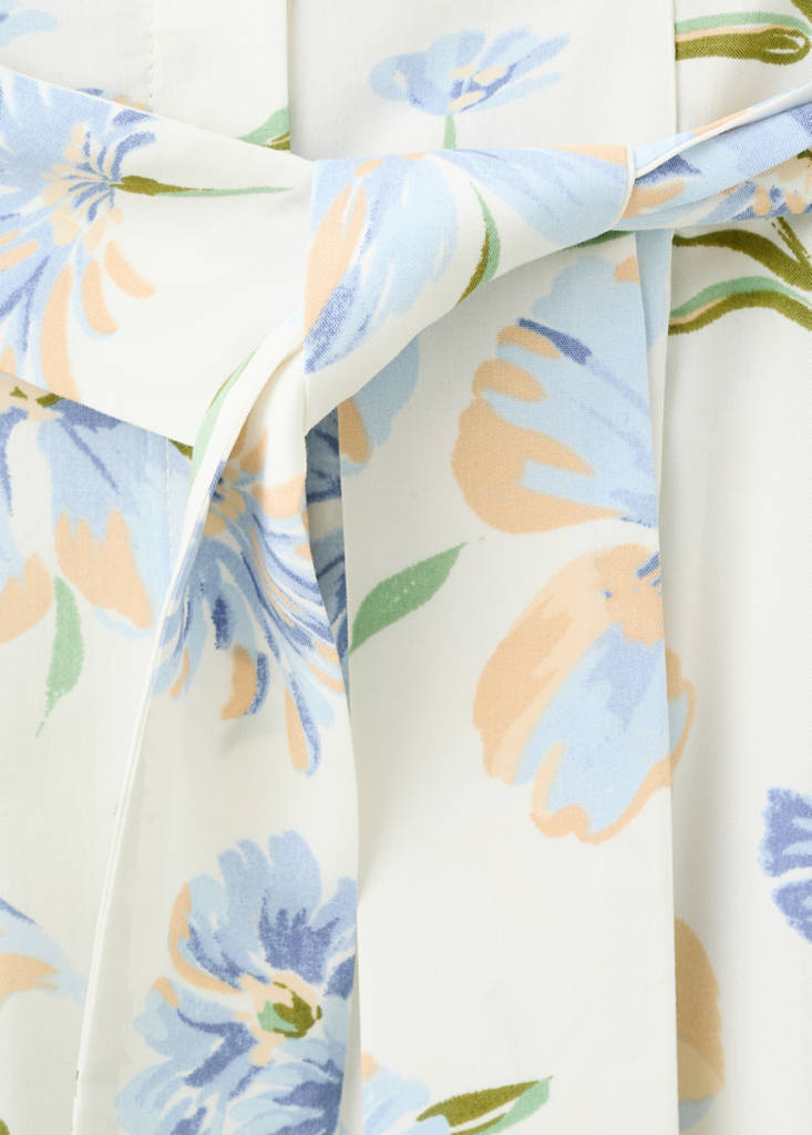 Floral-print shirt-style dress — Ecru