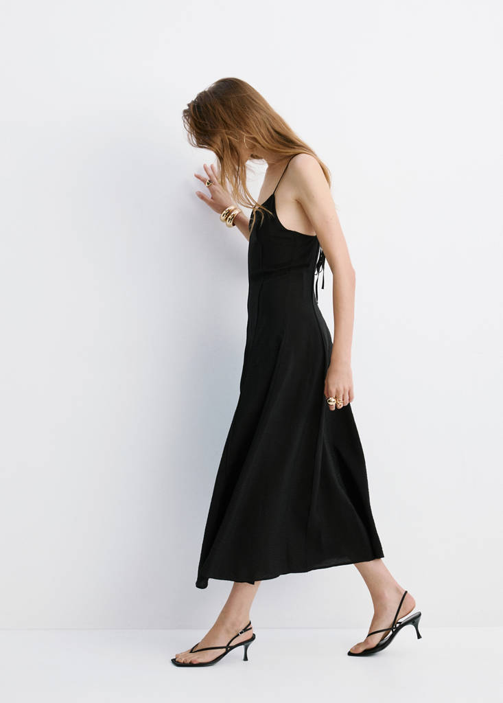 Midi dress with stitch detailing — Black