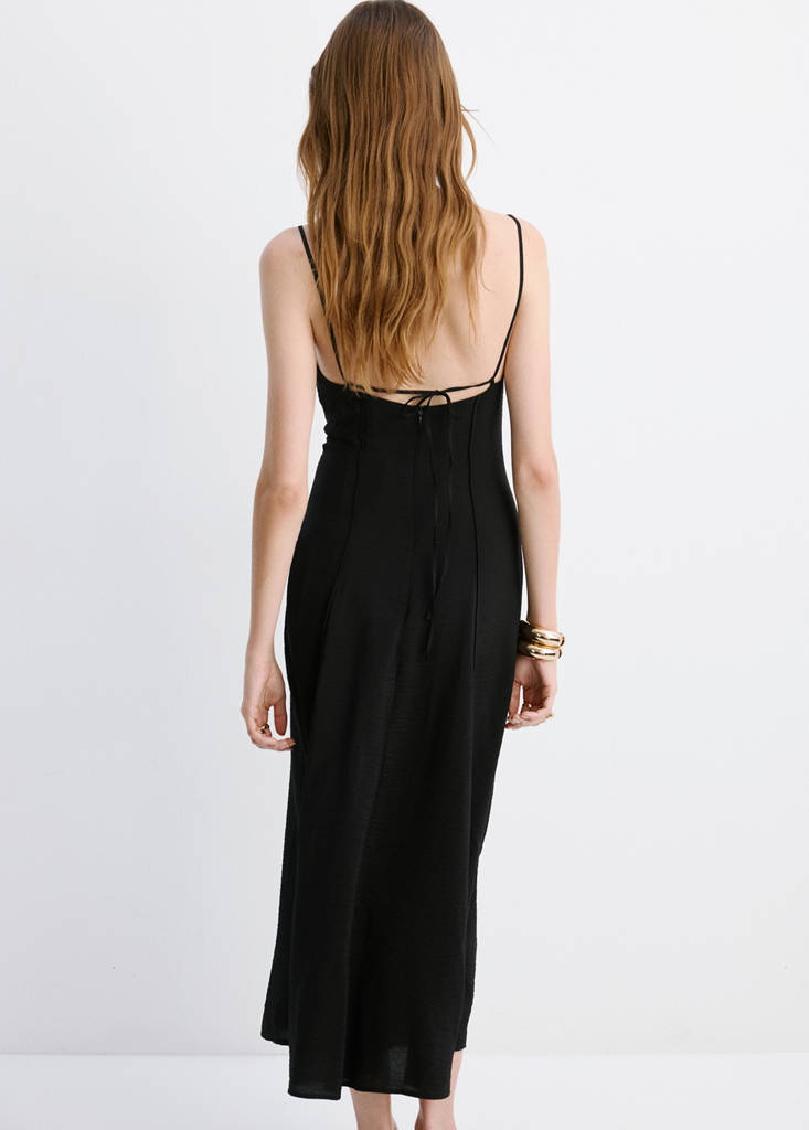 Midi dress with stitch detailing — Black