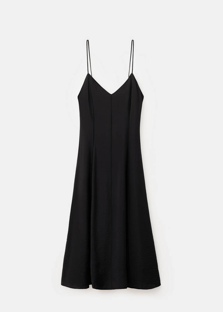 Midi dress with stitch detailing — Black