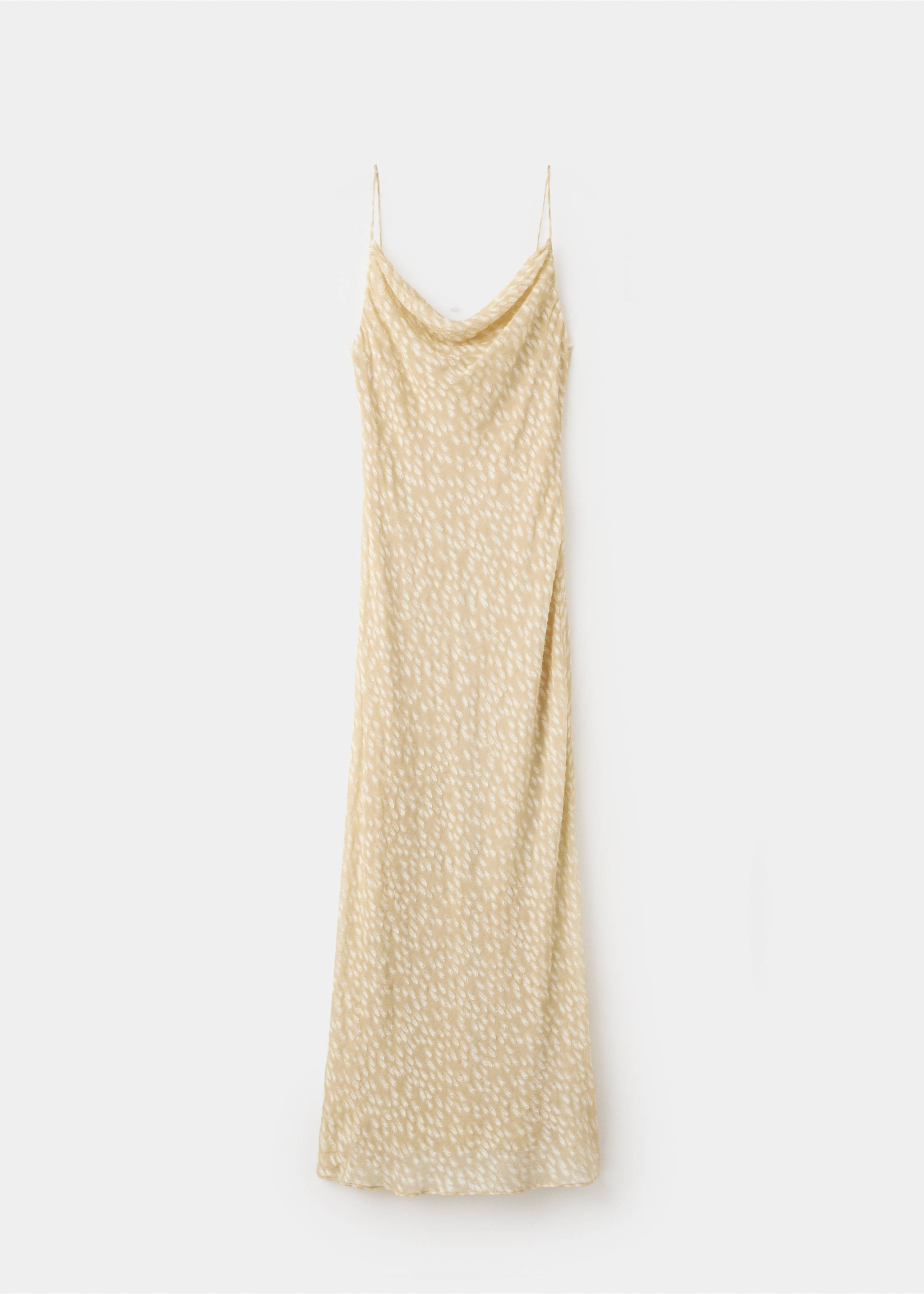 Long dress with draped neck - Article without model, Beige. Ref: 27009088-00.