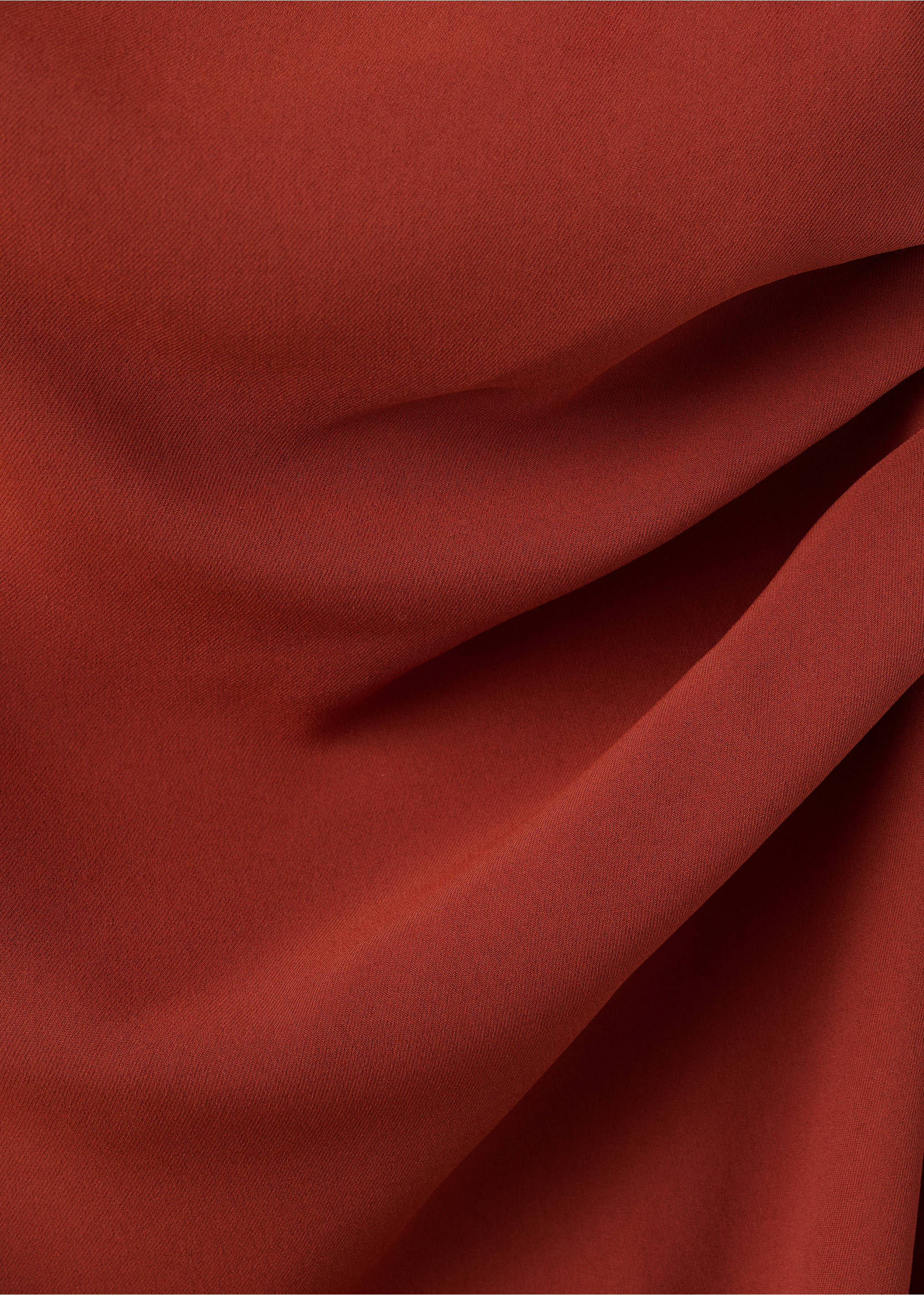 Midi-dress with gathered sides - Details of the article 8, Burnt Orange. Ref: 27009089-00.