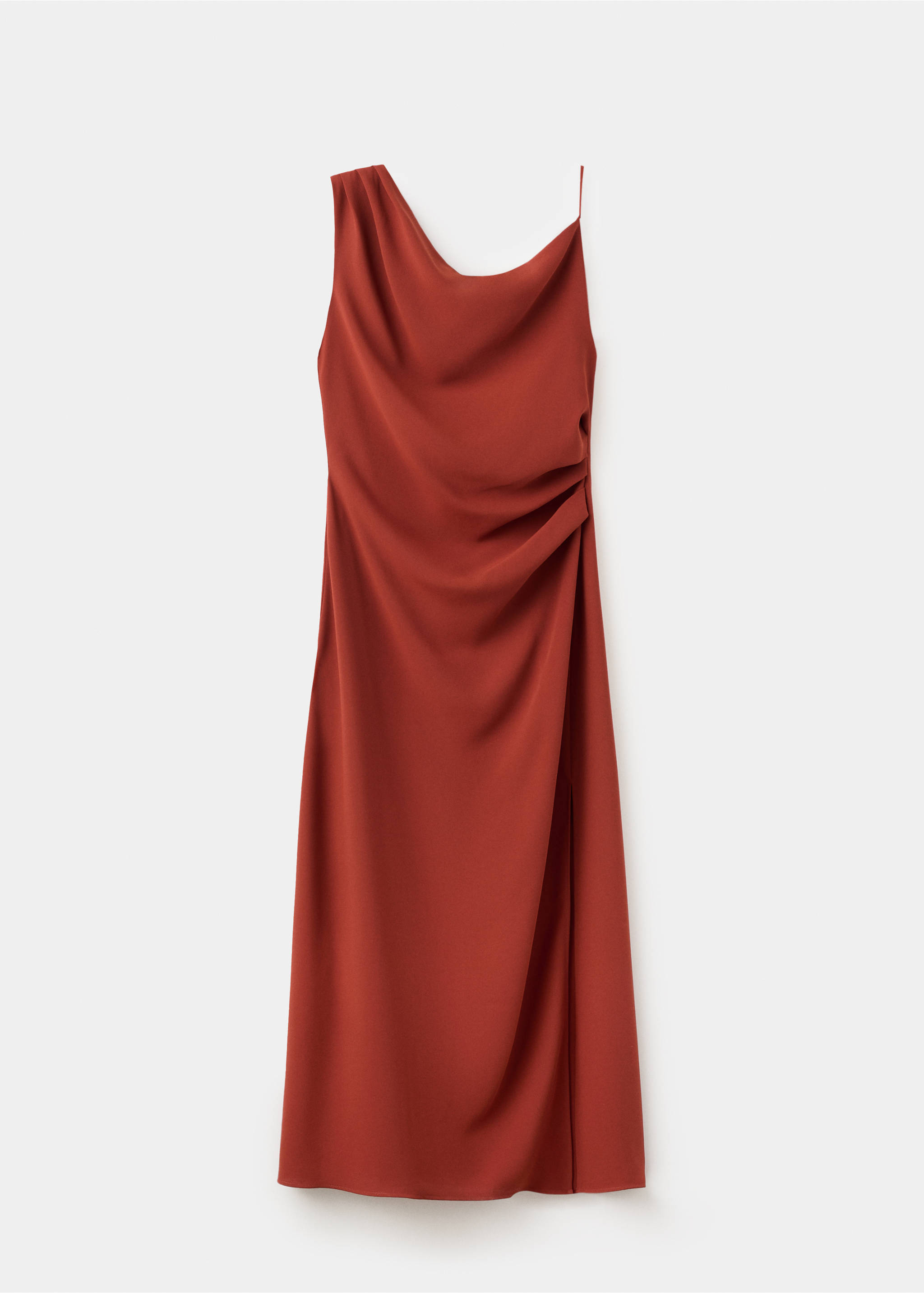 Yan tarafı drapeli asimetrik elbise - Modelsiz ürün, Yanık Turuncu. Ref: 27009089-00.