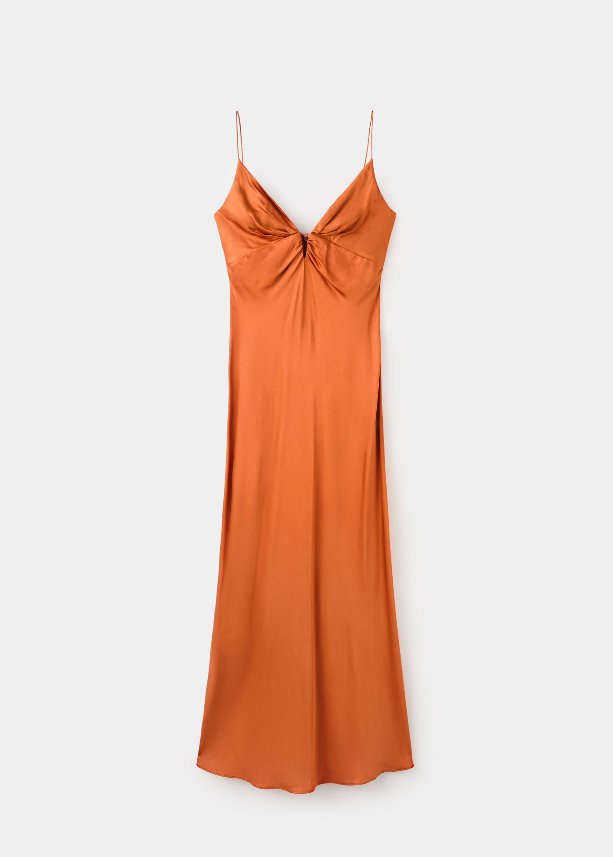 Satin dress with gathered V-neckline - Article without model