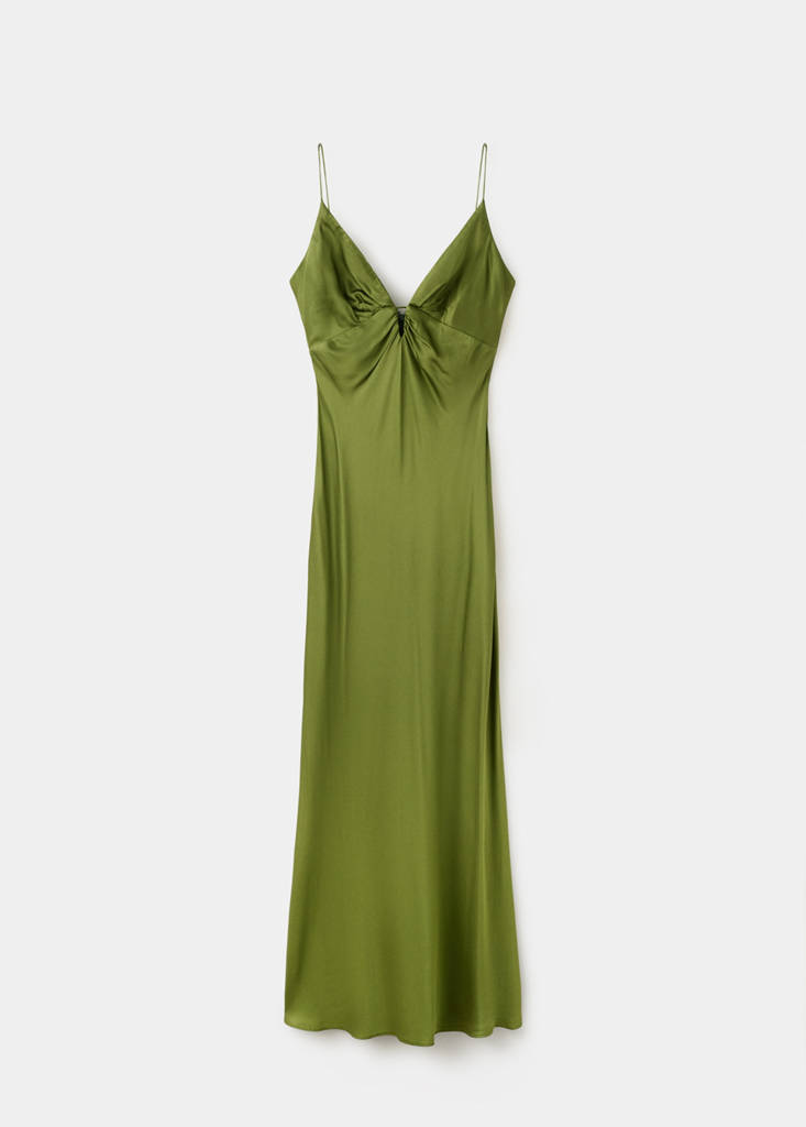 mango green slip dress Floral Embroidered Tank Maxi Dress main image 1