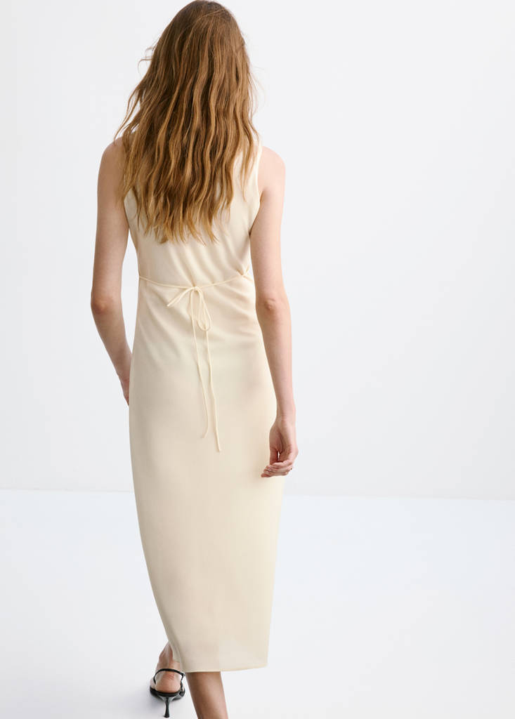 V-neck ruffled dress — Vanilla