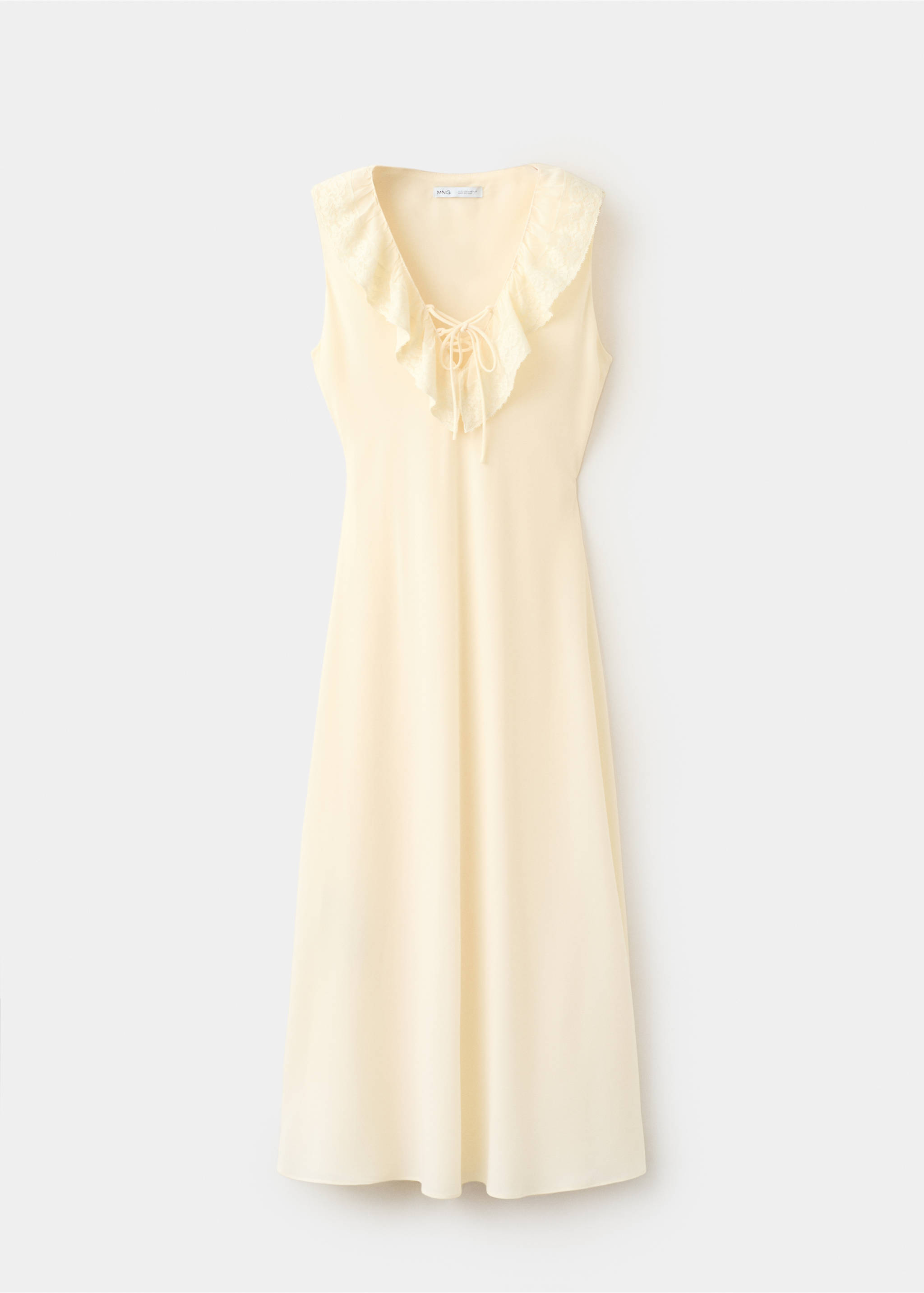 Vestido escote pico volantes - Artículo sin modelo, Vainilla. Ref: 27009091-00.