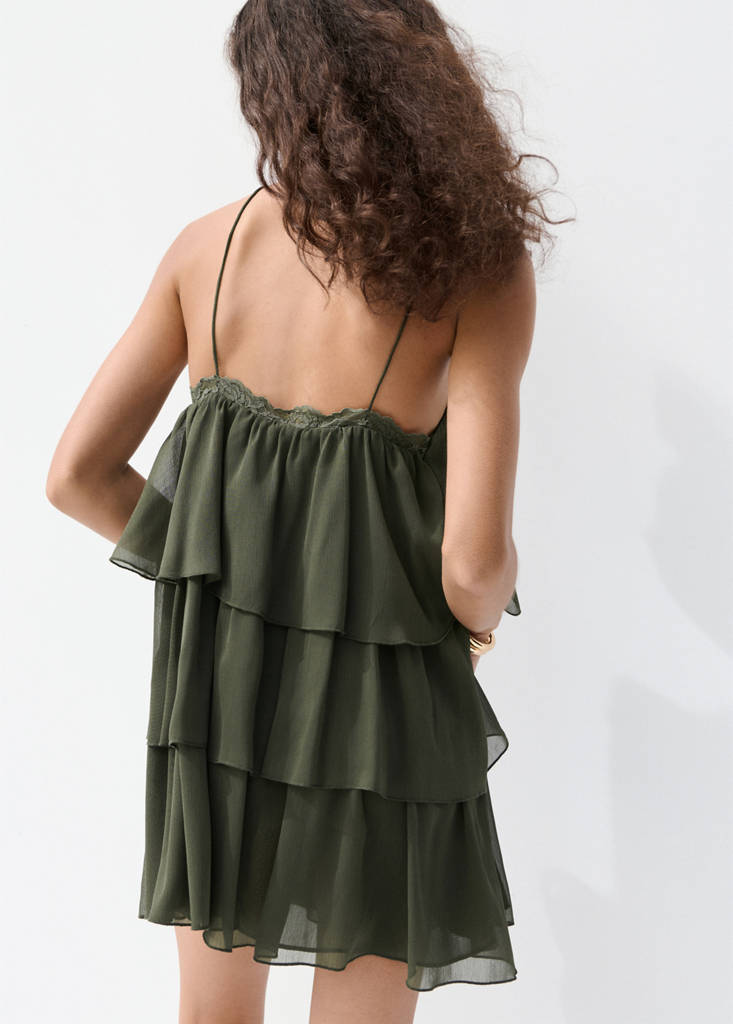 Short ruffled dress — Green