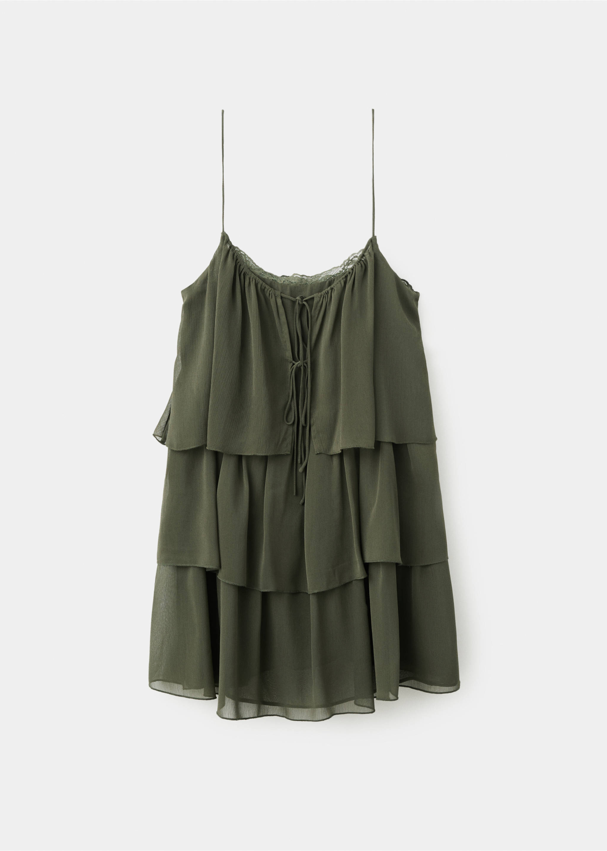 Robe courte à volants - Article sans modèle, Vert. Ref: 27009092-00.