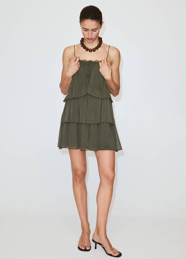Short ruffled dress — Green