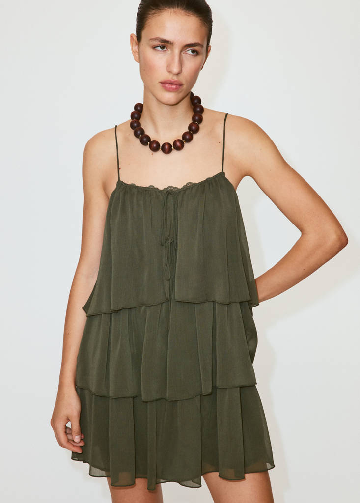 Short ruffled dress — Green