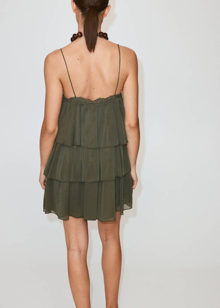 Short ruffled dress — Green