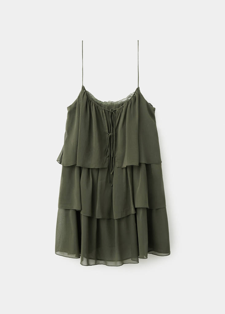 Short ruffled dress — Green