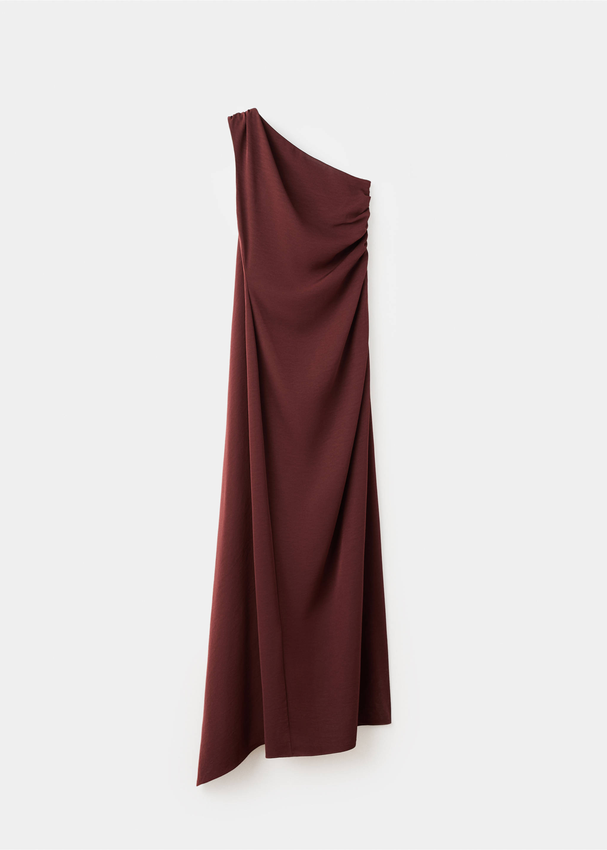 Asymmetrical dress with scarf - Article without model, Brown. Ref: 27009094-00.