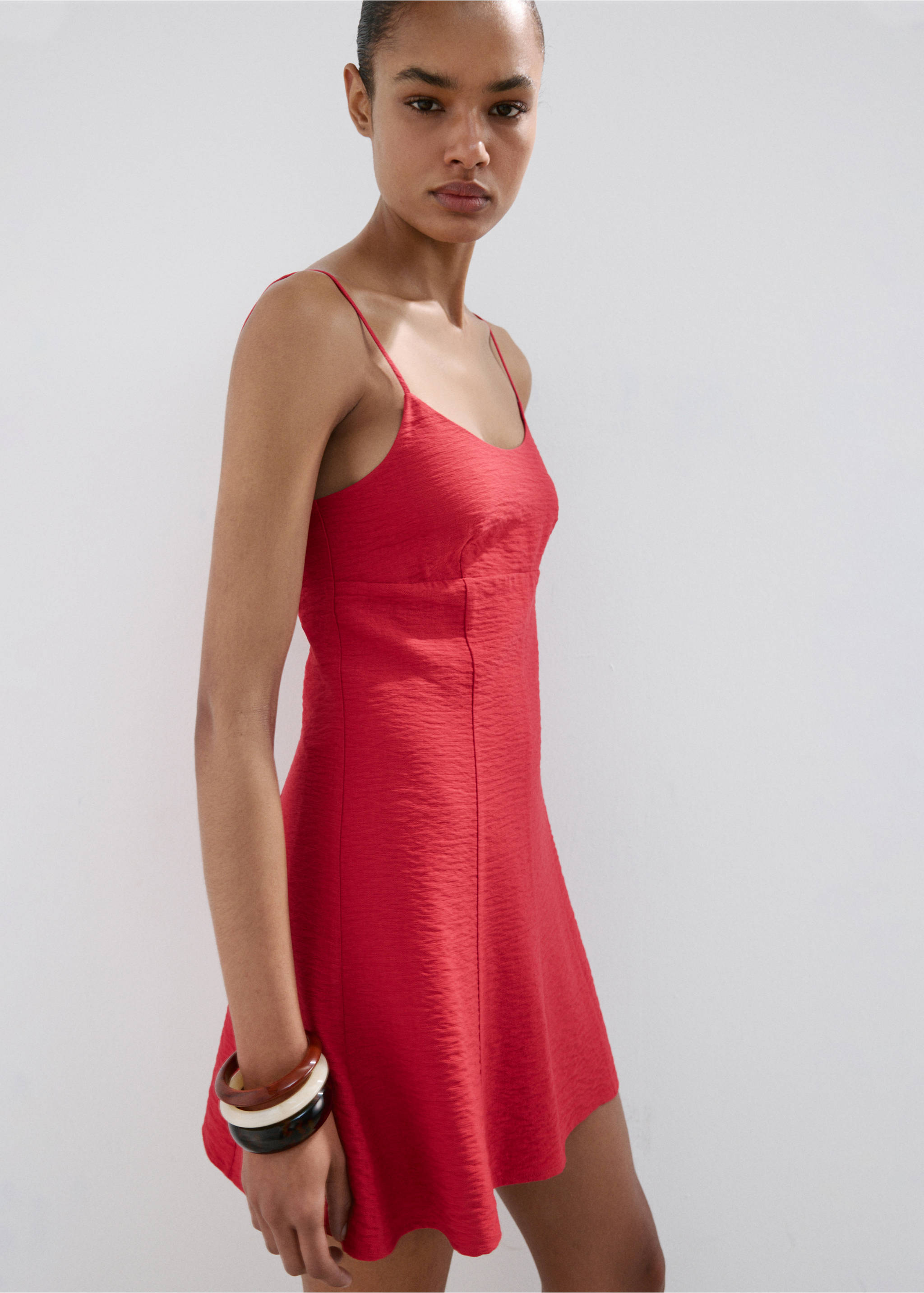 Short flowy dress - Medium plane, Orange. Ref: 27009095-00.