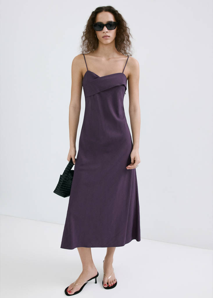 Midi dress with a wrap neckline — Lilac