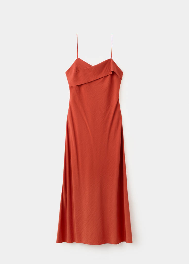 Midi dress with a wrap neckline — Red