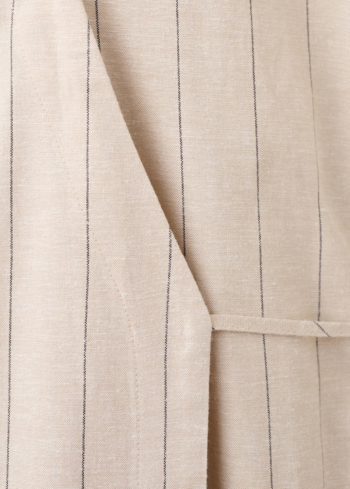 Striped linen-blend shirt-style dress — Brown