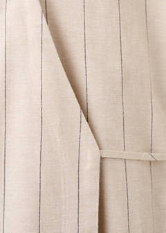Striped linen-blend shirt-style dress — Brown 9