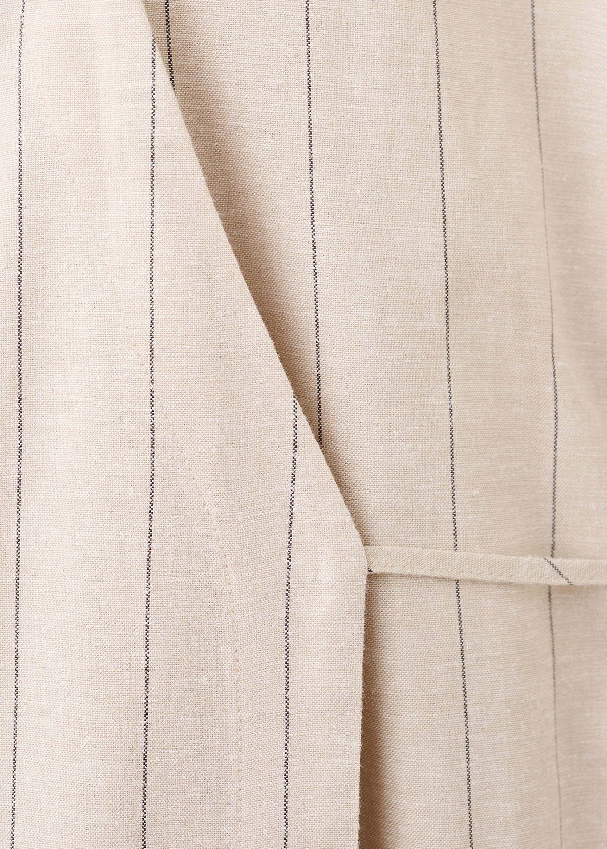 Striped linen-blend shirt-style dress — Brown