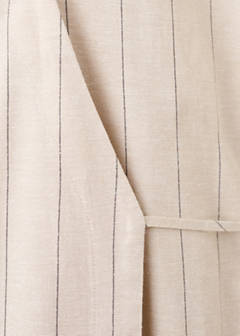 Striped linen-blend shirt-style dress — Brown 10