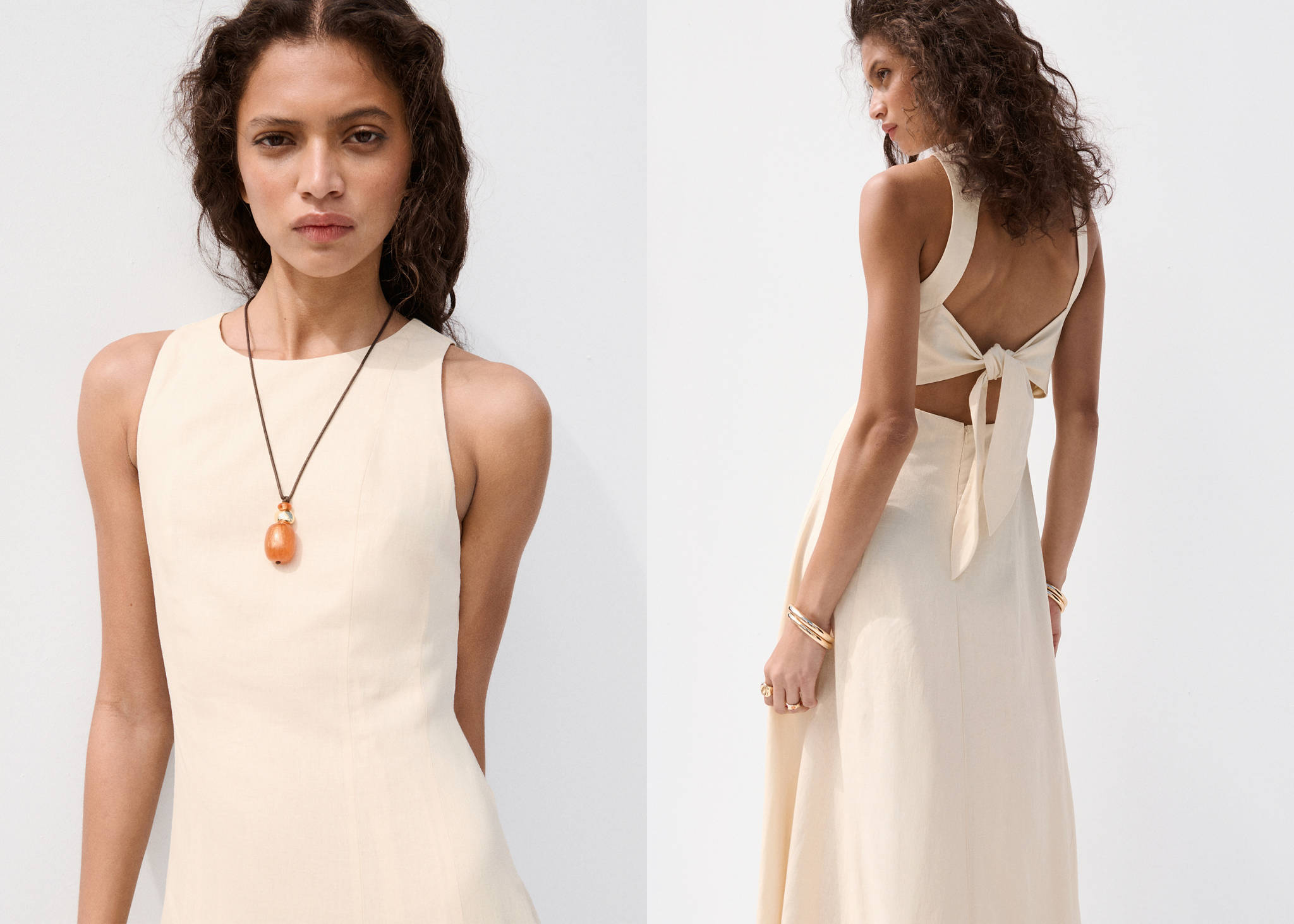 Open-back linen dress - Panoramic plane