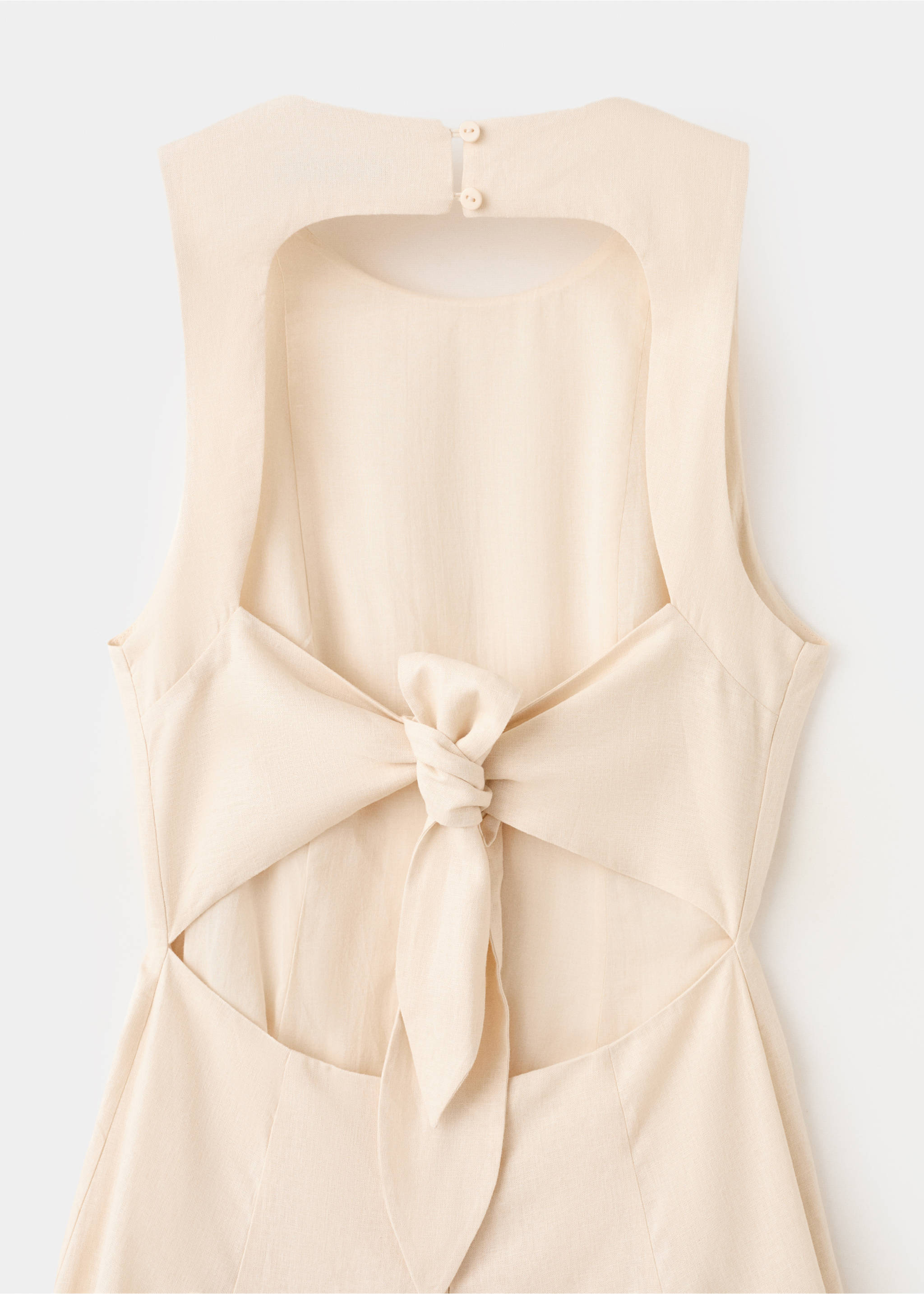 A-line linen dress - Details of the article 8, Ecru. Ref: 27009098-00.