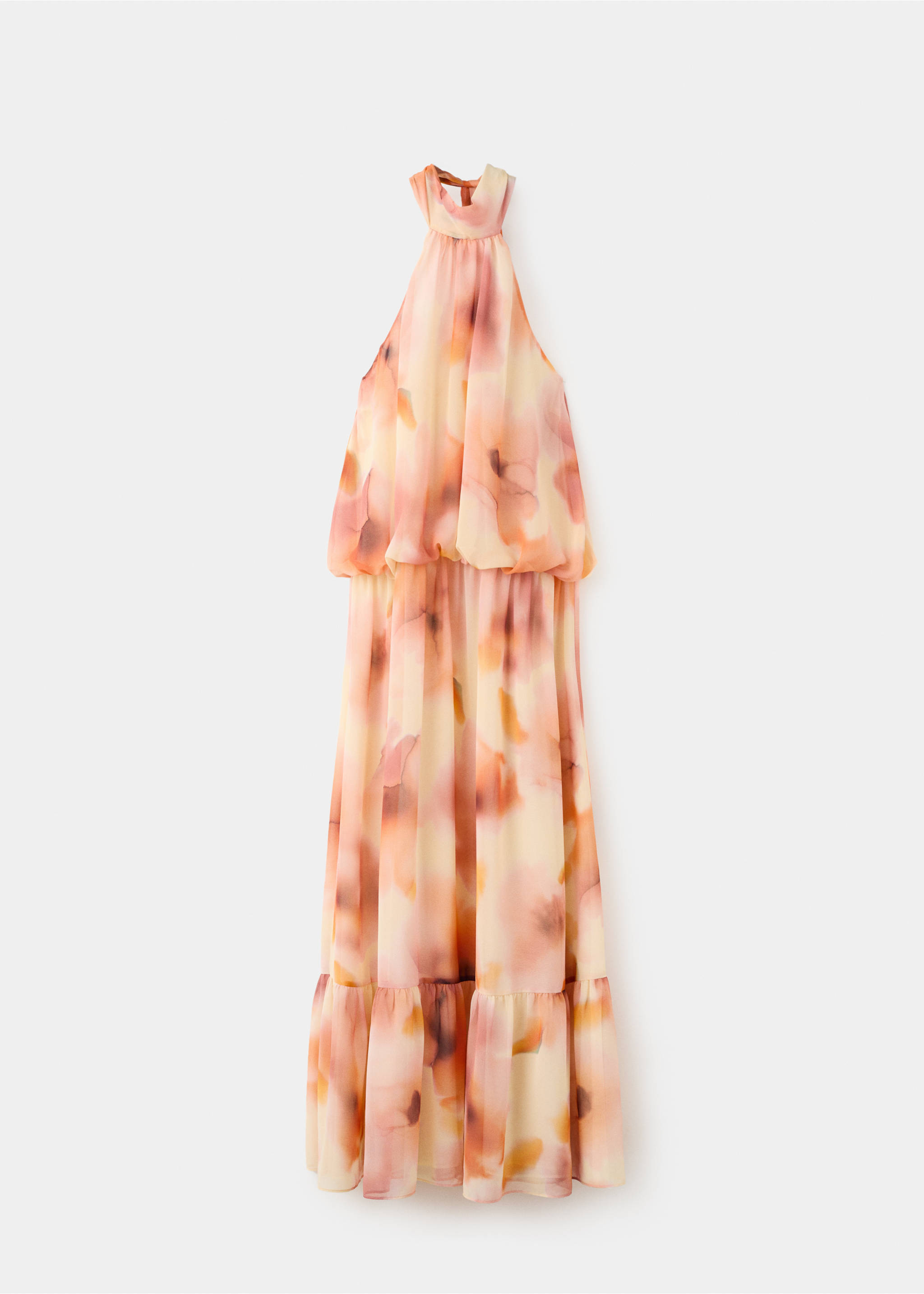 Halter-neck printed dress - Article without model, Peach. Ref: 27009102-00.