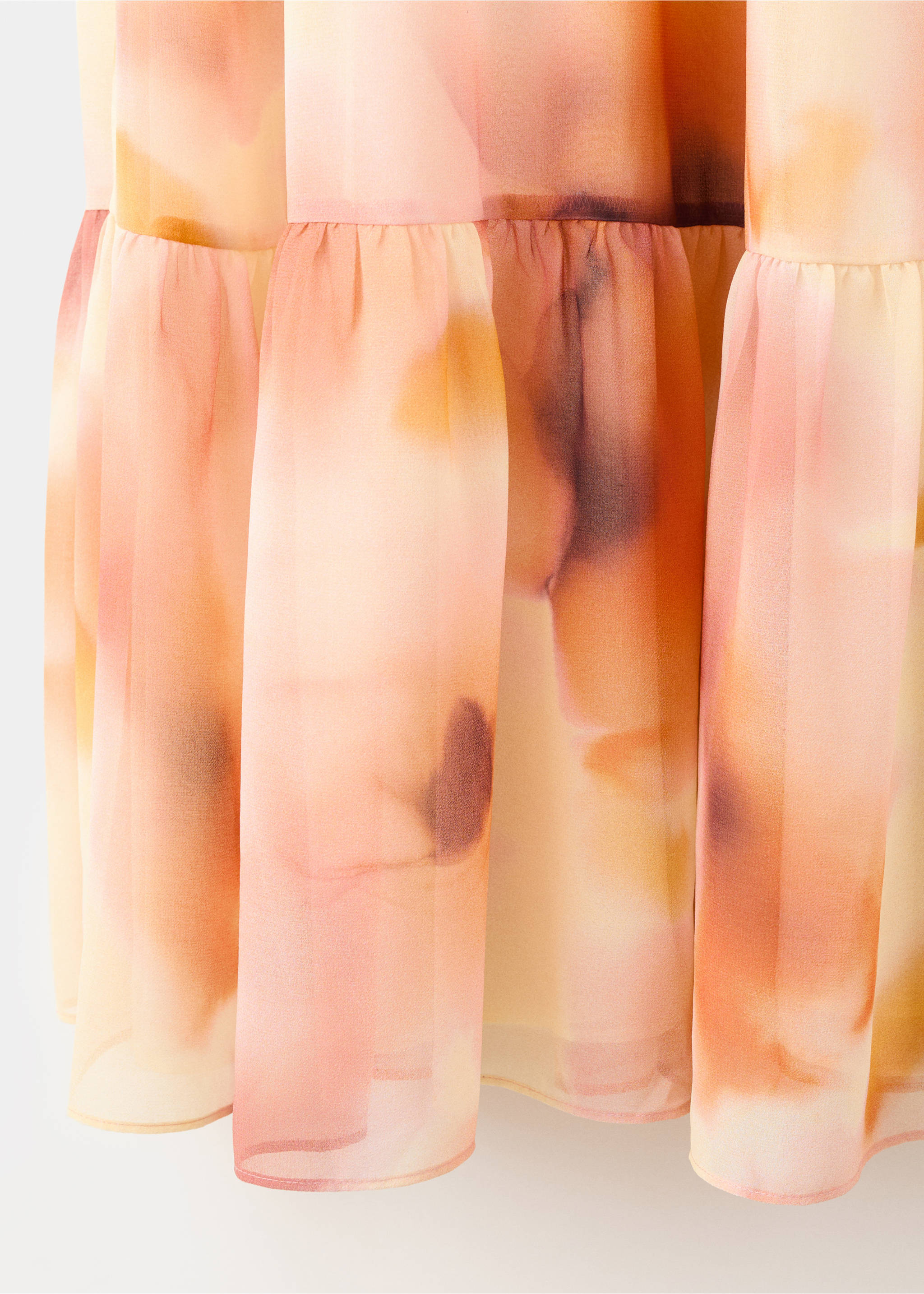 Halter-neck printed dress - Details of the article 0, Peach. Ref: 27009102-00.