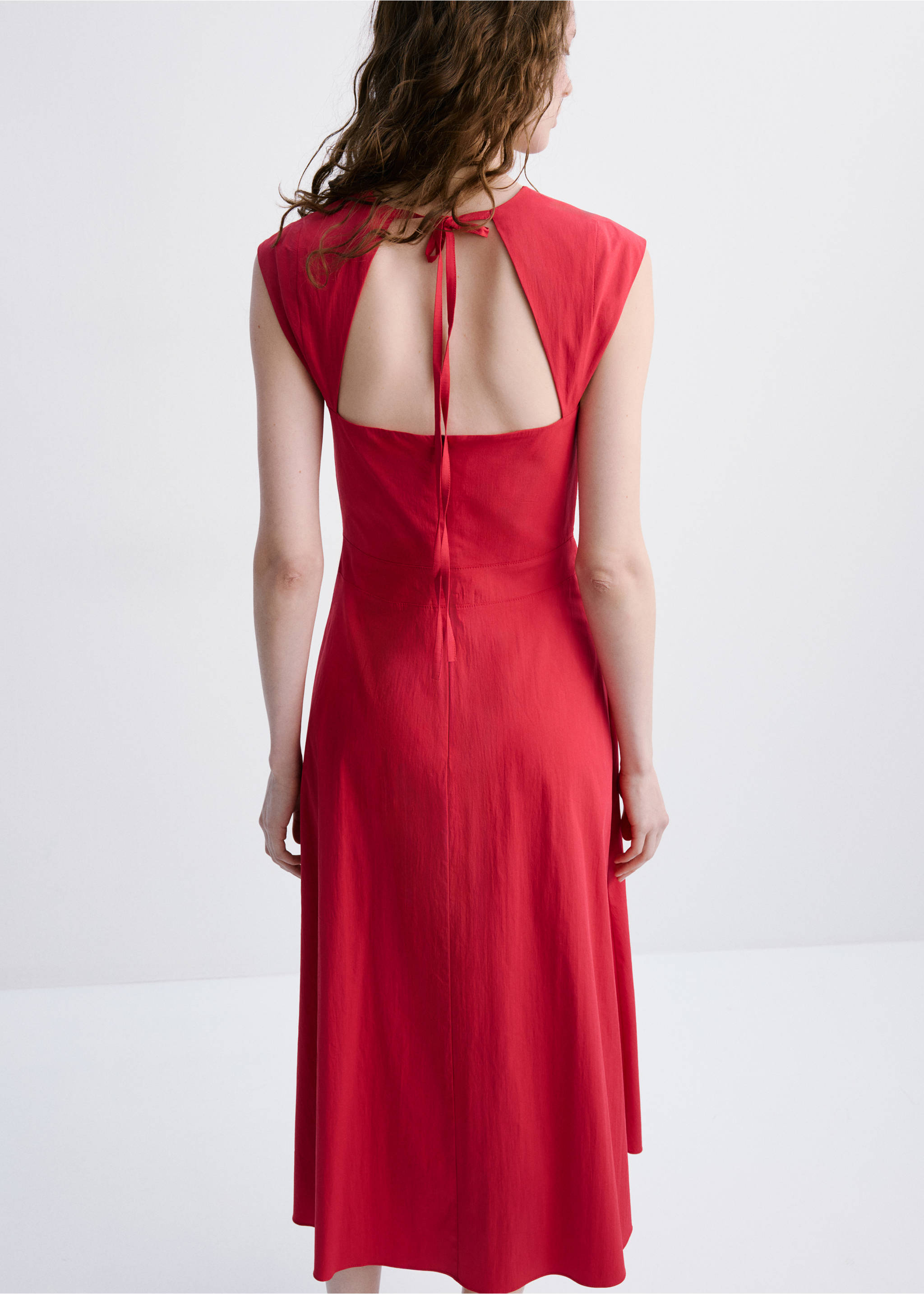 Midi-dress with open back - Reverse of the article, Red. Ref: 27009103-00.