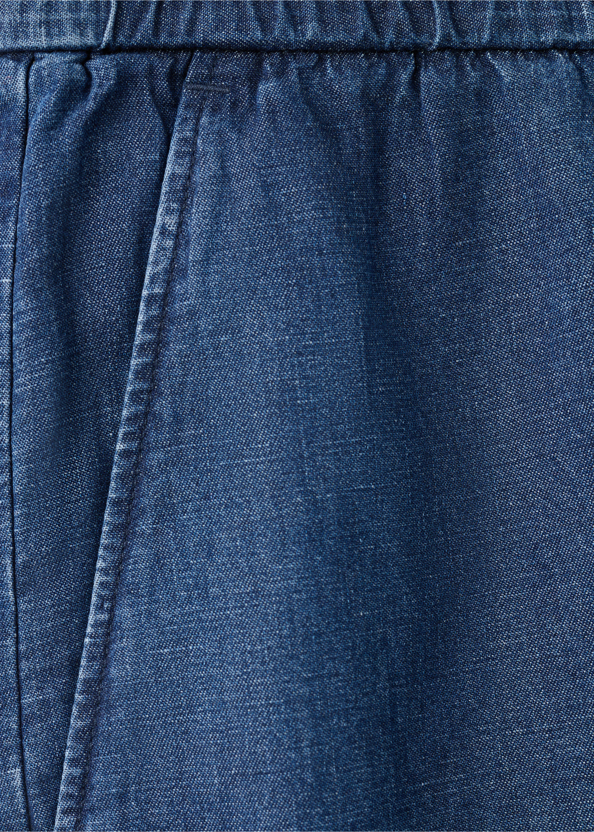 Cotton-linen bermuda shorts with drawstring - Details of the article 0, Dark Blue. Ref: 27009208-00.