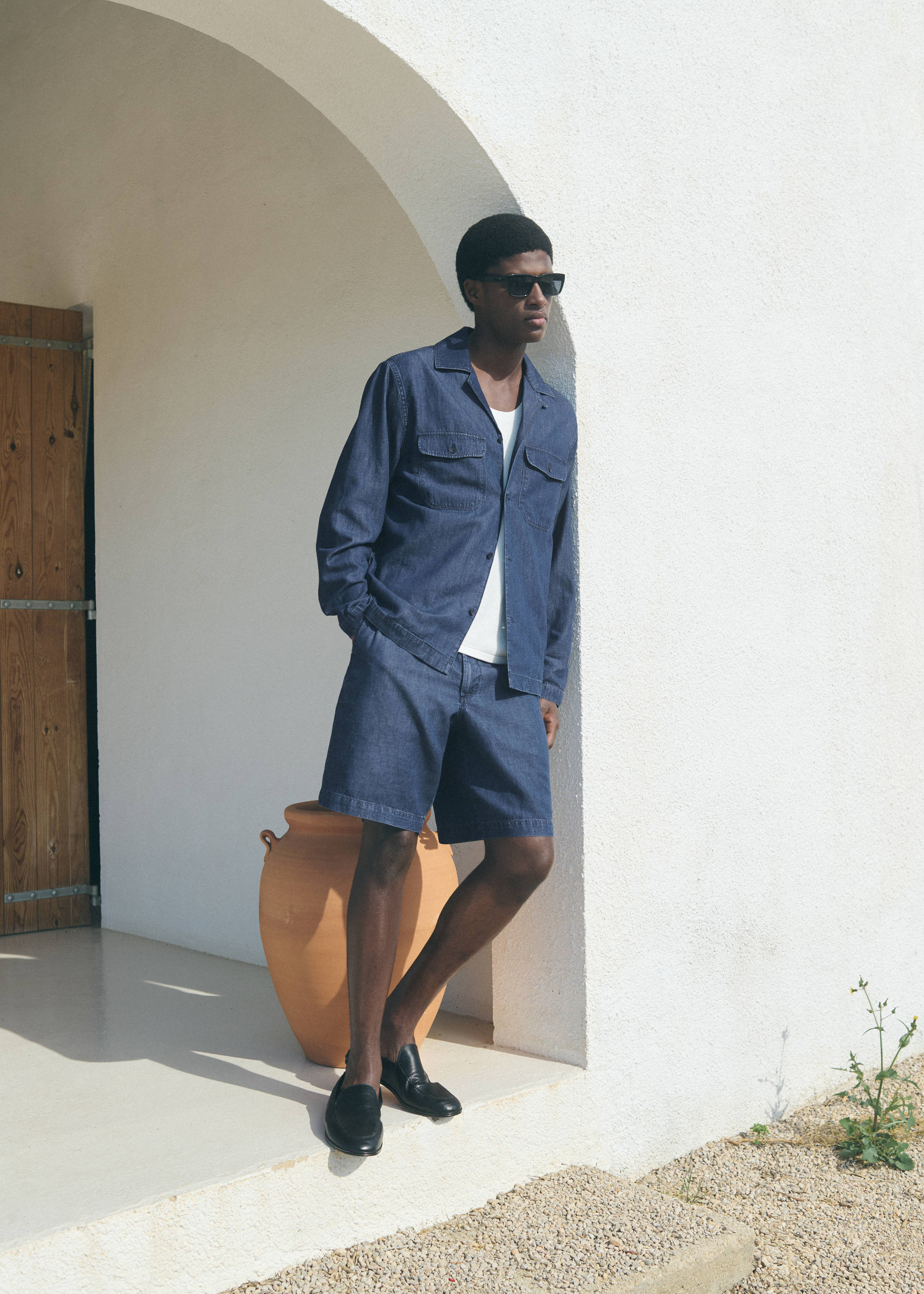 Cotton-linen bermuda shorts with drawstring - Details of the article 5