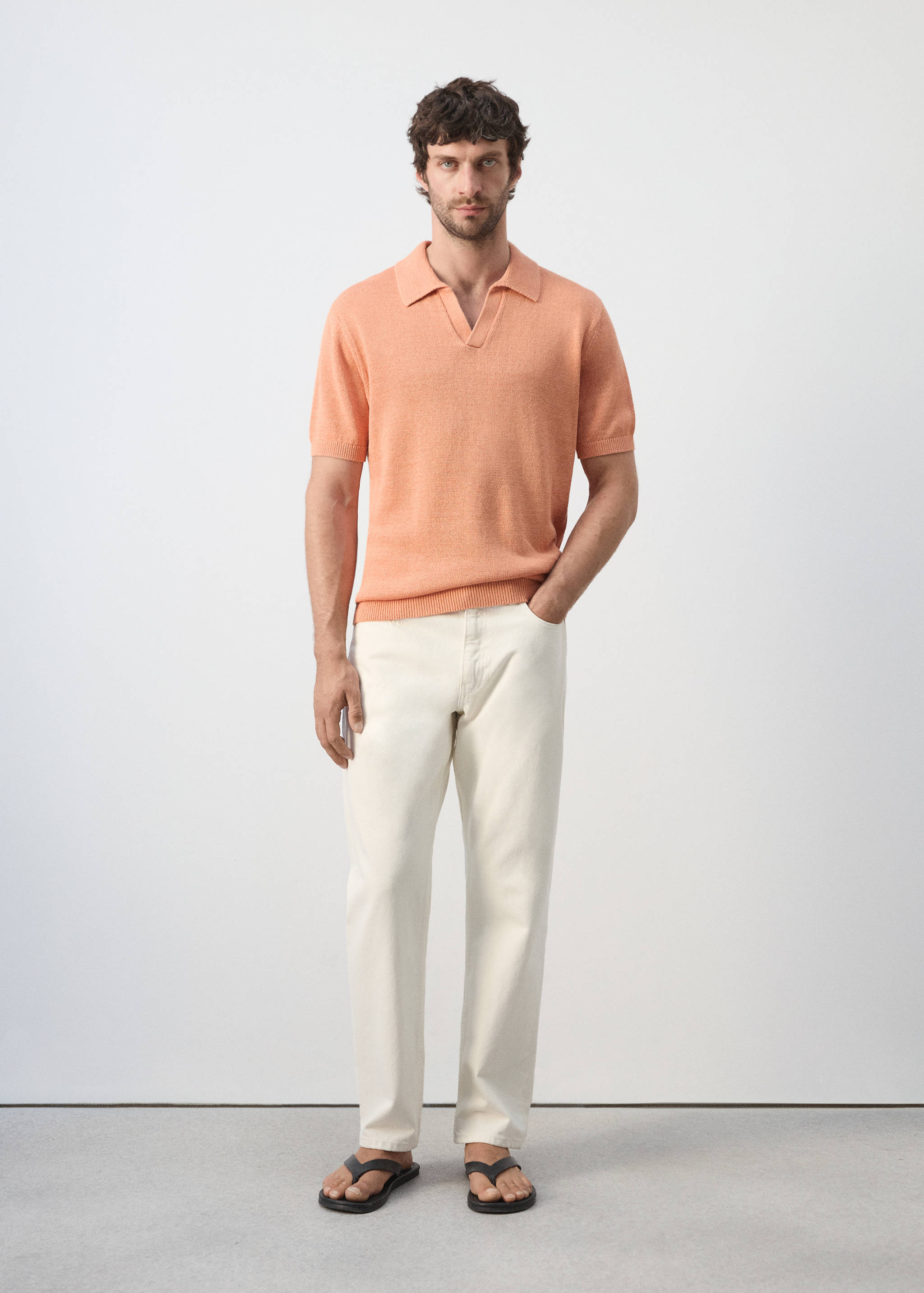 Cotton polo shirt with microstructure - General plane