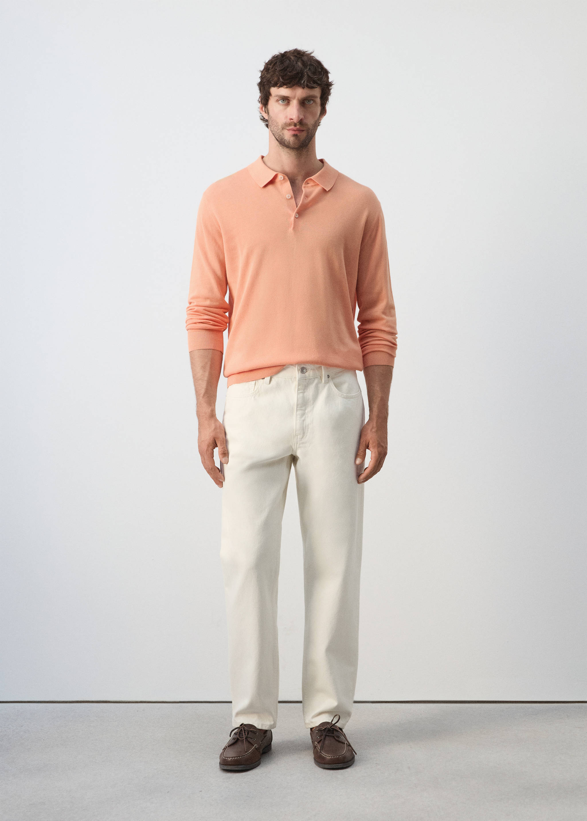 100% cotton fine-knit polo shirt - General plane