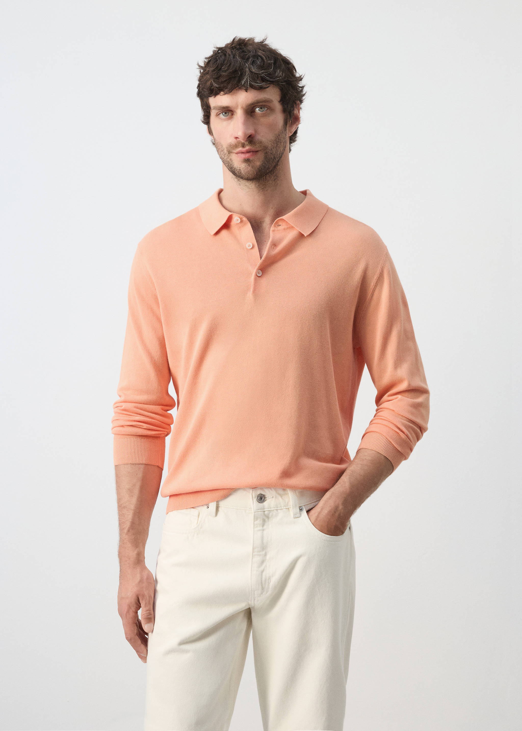 100% cotton fine-knit polo shirt - Medium plane