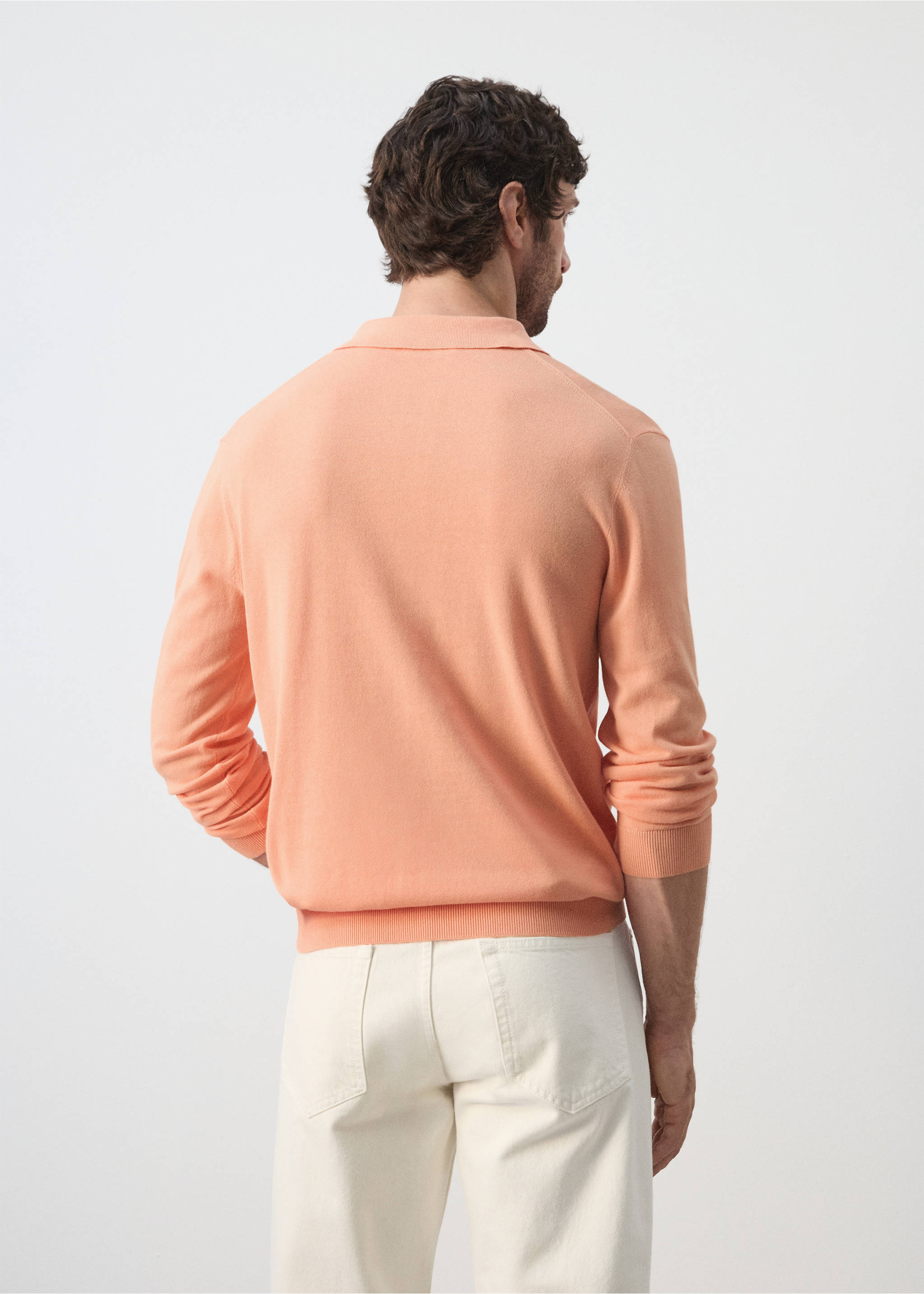 100% cotton fine-knit polo shirt - Reverse of the article, Peach. Ref: 27009211-01.