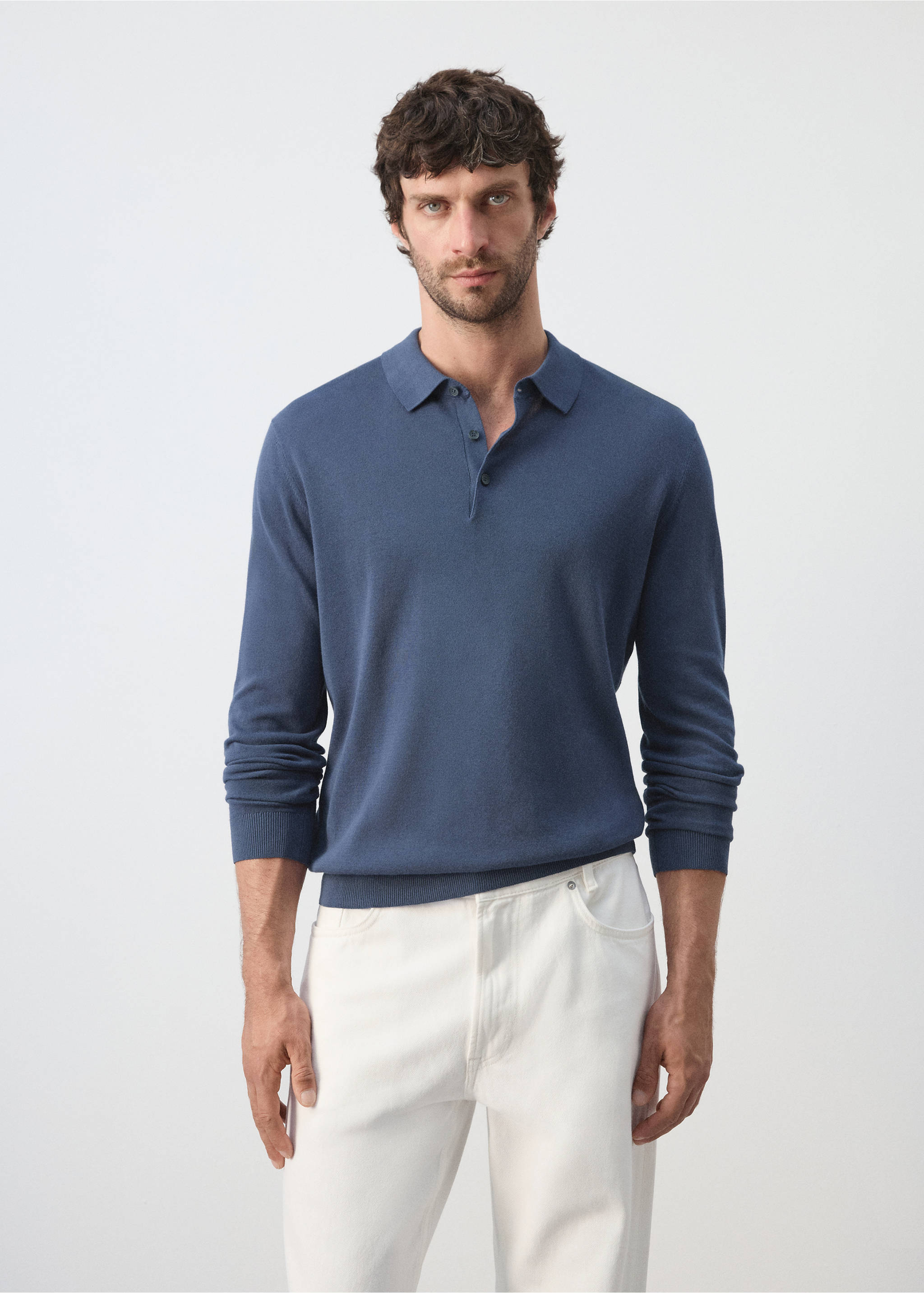 100% cotton fine-knit polo shirt - Medium plane, Indigo Blue. Ref: 27009211-01.