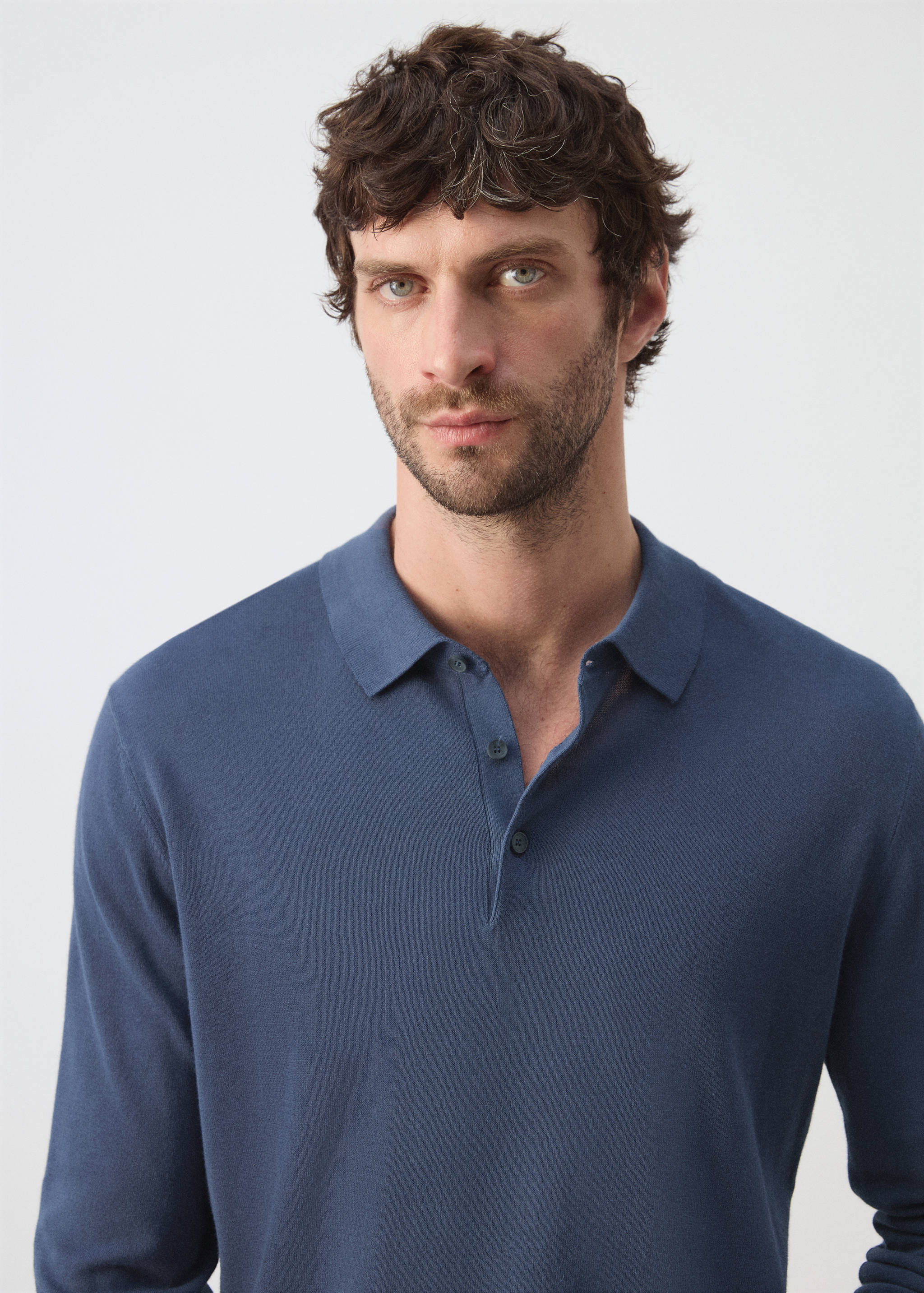 100% cotton fine-knit polo shirt - Details of the article 1