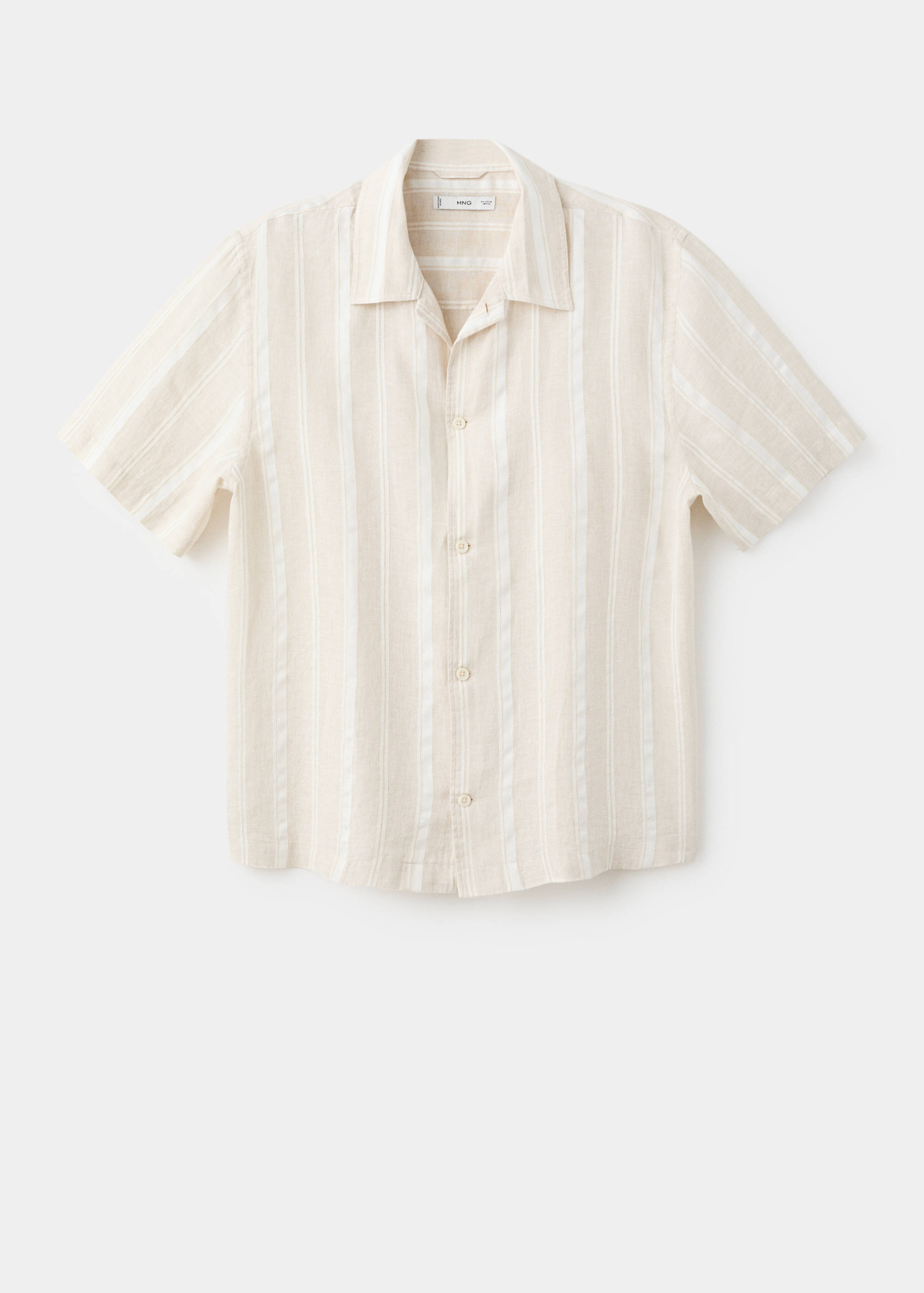 Camisa lino rayas cuello bowling - Artículo sin modelo