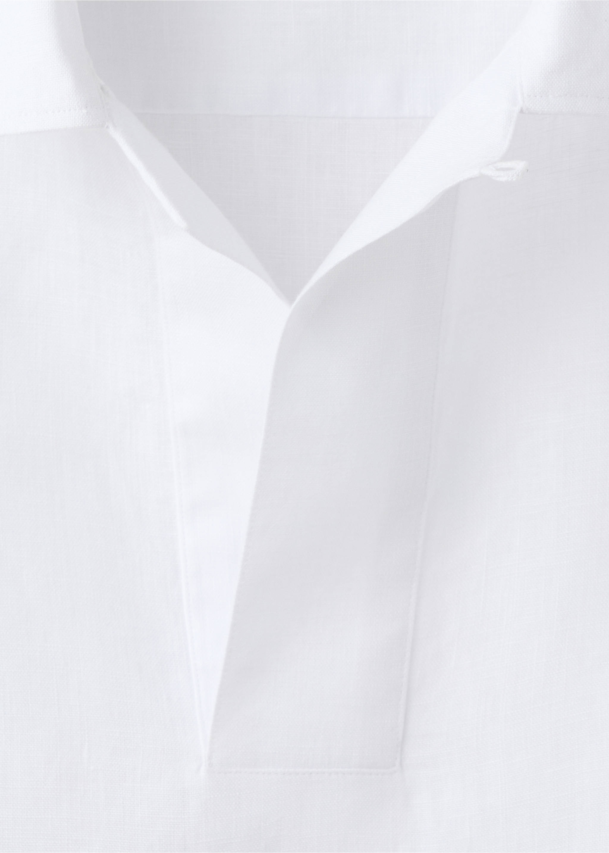 100% linen polo shirt - Details of the article 8, White. Ref: 27009213-00.