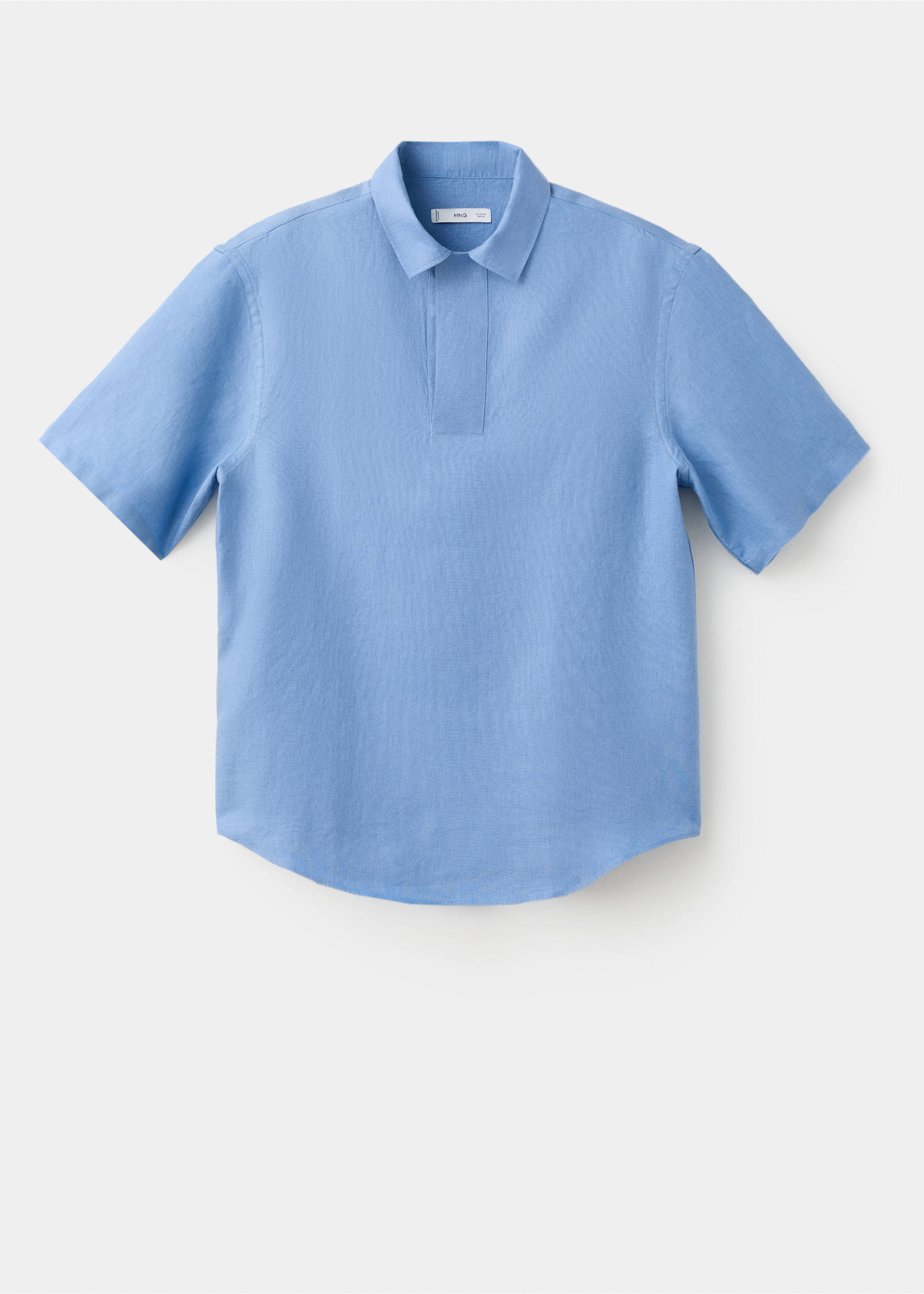 Camisa 100% linho de manga curta - Artigo sem modelo, Azul-porcelana. Ref: 27009213-00.