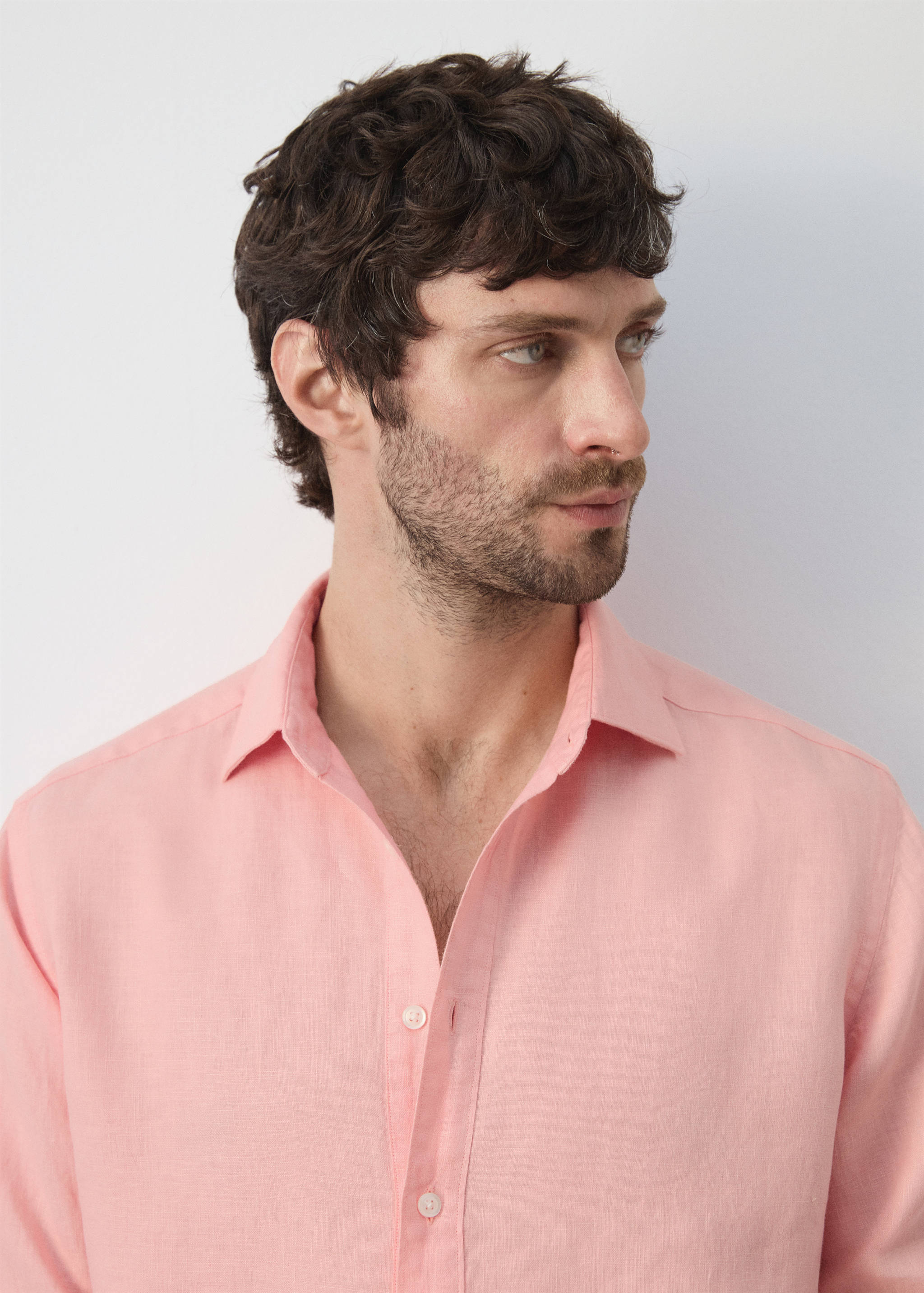 100% linen polo shirt - Details of the article 1