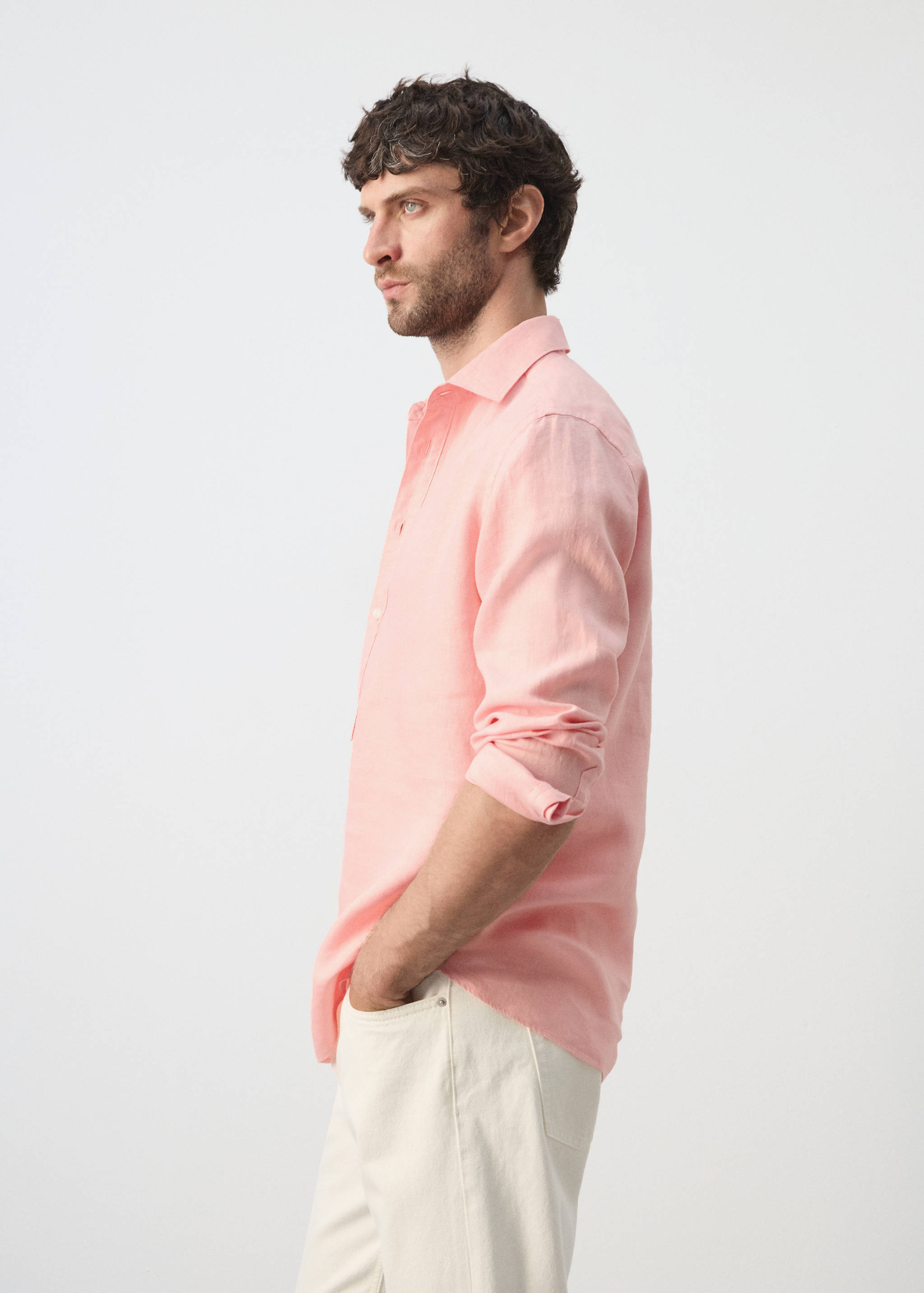 100% linen polo shirt - Details of the article 2