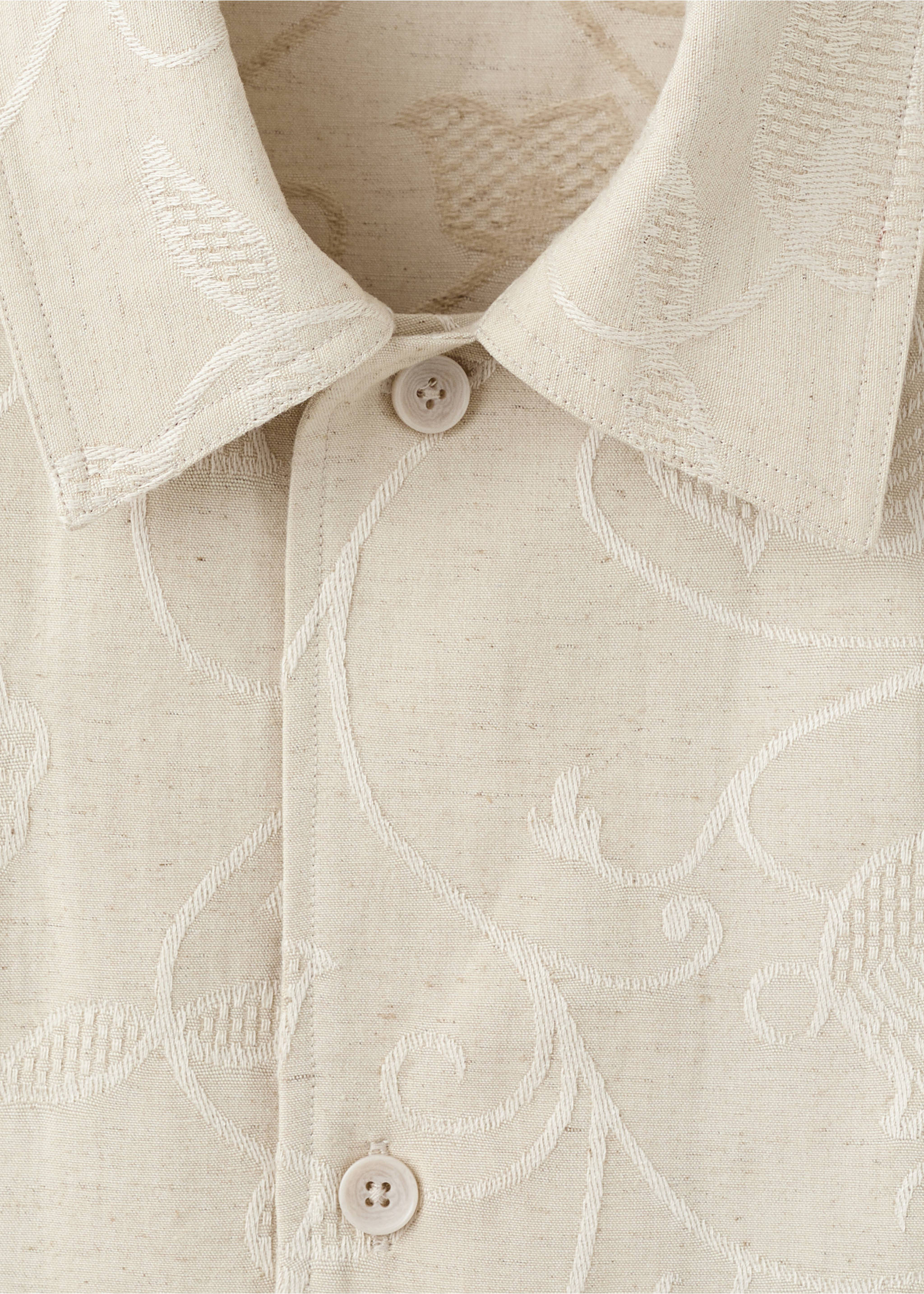 Cotton-linen blend shirt with embroidered details - Details of the article 8, Sand. Ref: 27009215-00.