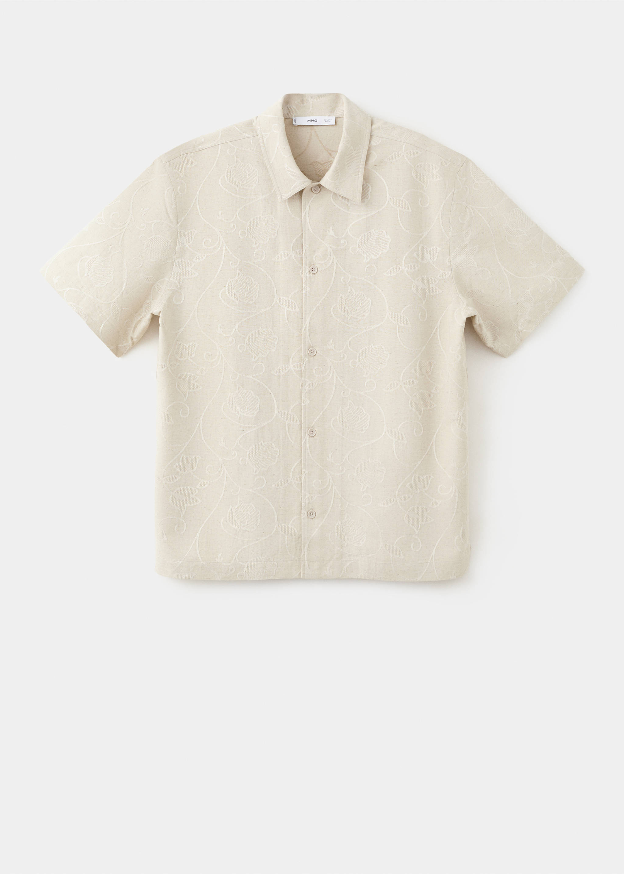 Linen-cotton blend overshirt - Article without model, Sand. Ref: 27009215-00.